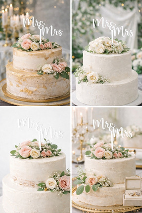 Dekor Mr & Mrs Yazılı Pasta Süsü – Modern Script Nişan & Düğün Cake Topper Siyah