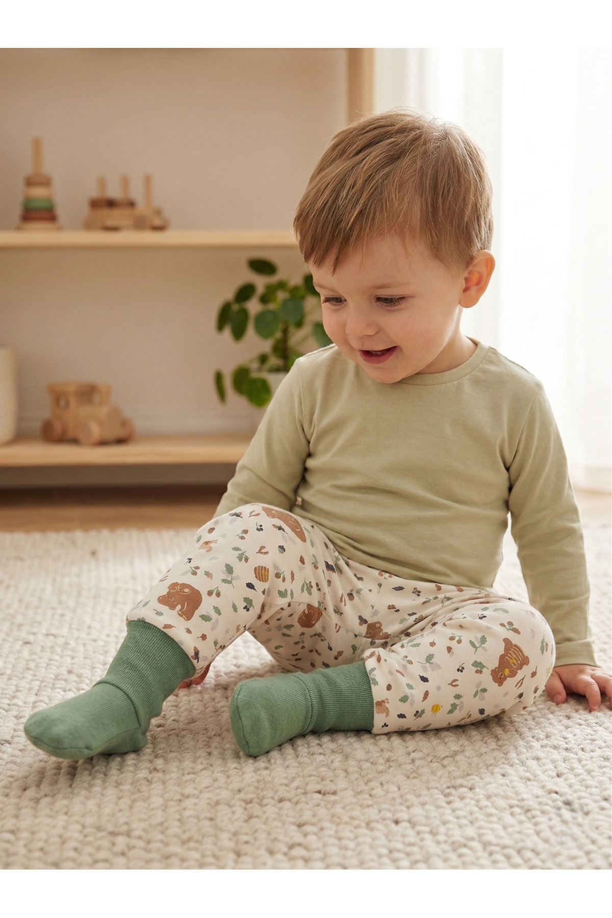 Mother Love %100 ORGANİK PAMUK 2'li Çoraplı Tek Alt 3-36 Ay fotoğrafı 3 (önizleme)