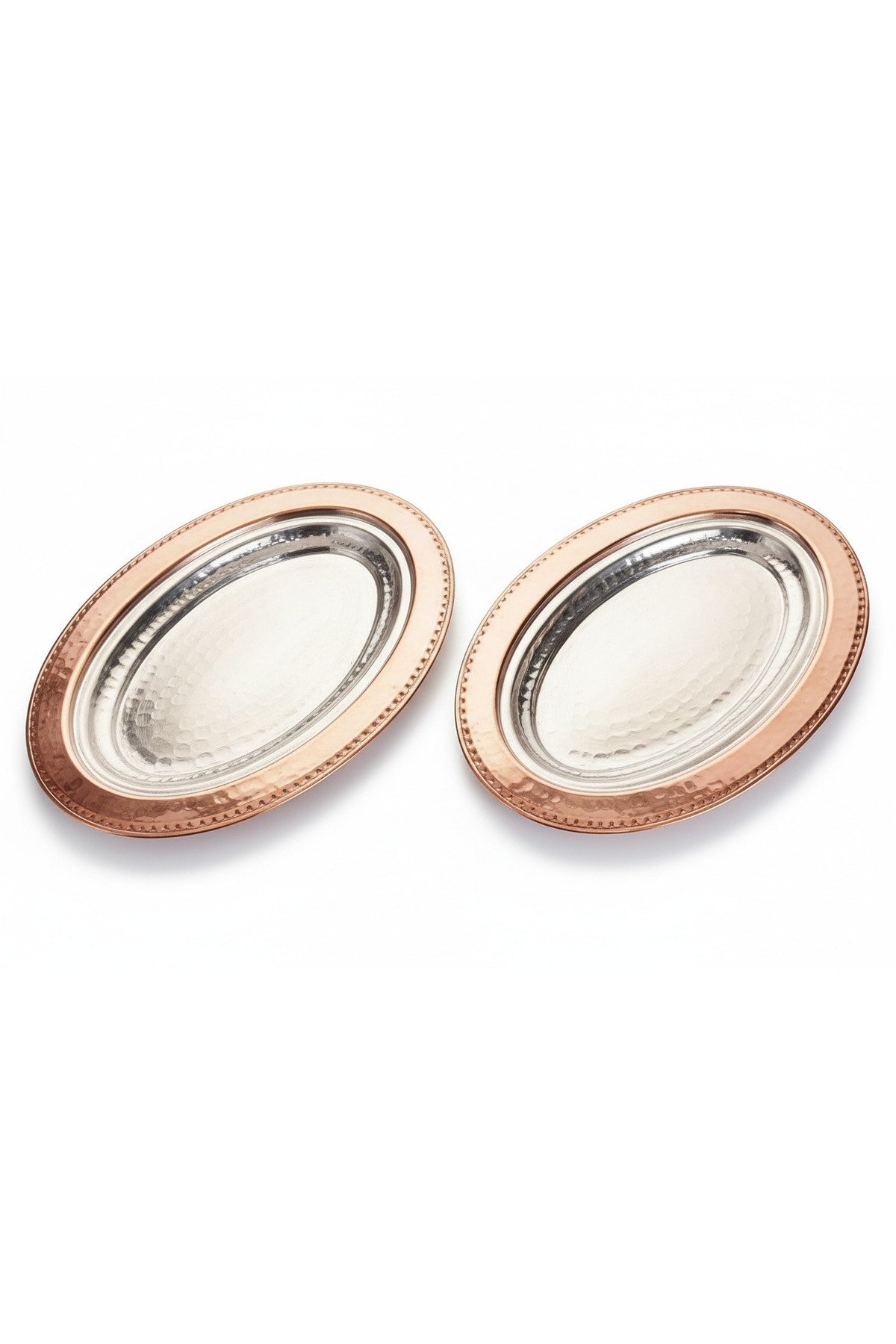 Luxury Handcrafted Pure Copper Kayak Serving Plate Set - 40 cm (2 Pieces)