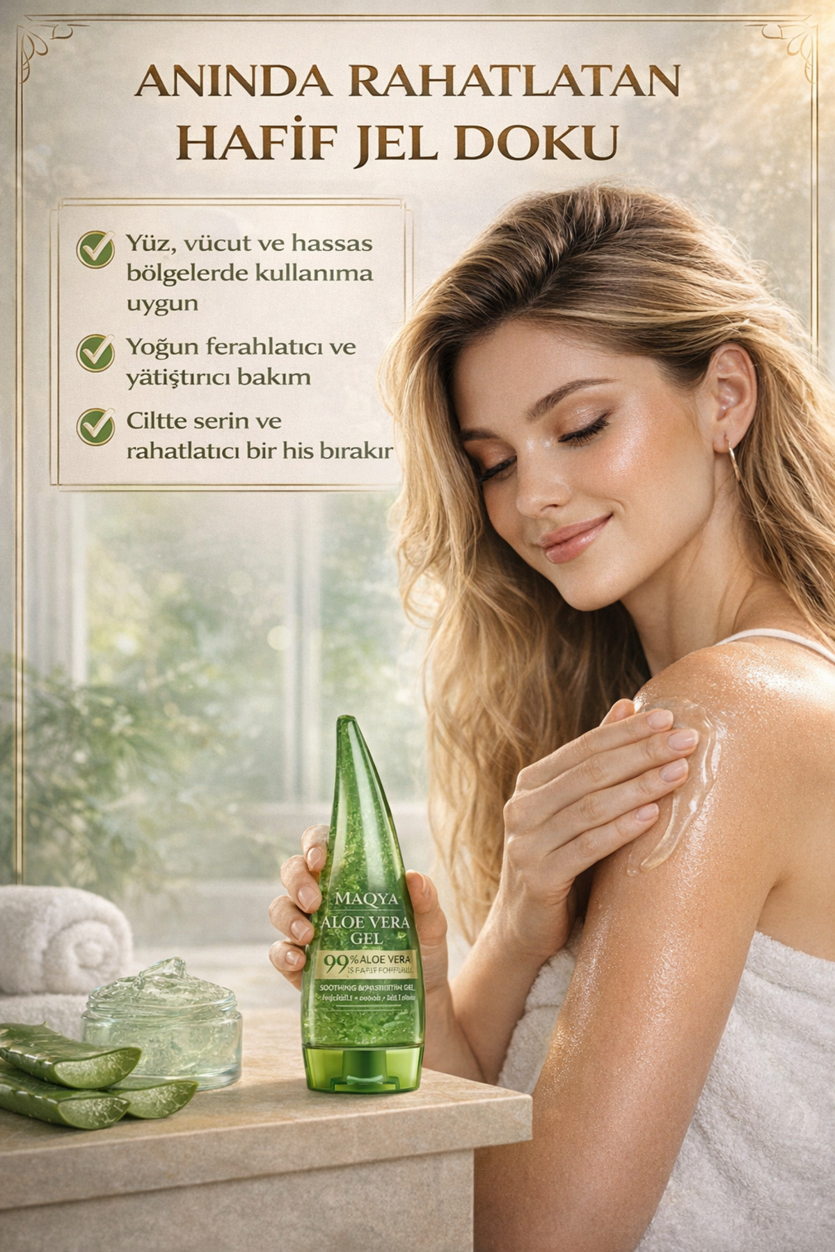 100% Organic Bluar Aloe Vera Jel 150 ml –Arındırıcı Cildi Yatıştırıcı, Nemlendirici & Onarıcı Formül — aloevera jel — تصویر 5 از 5