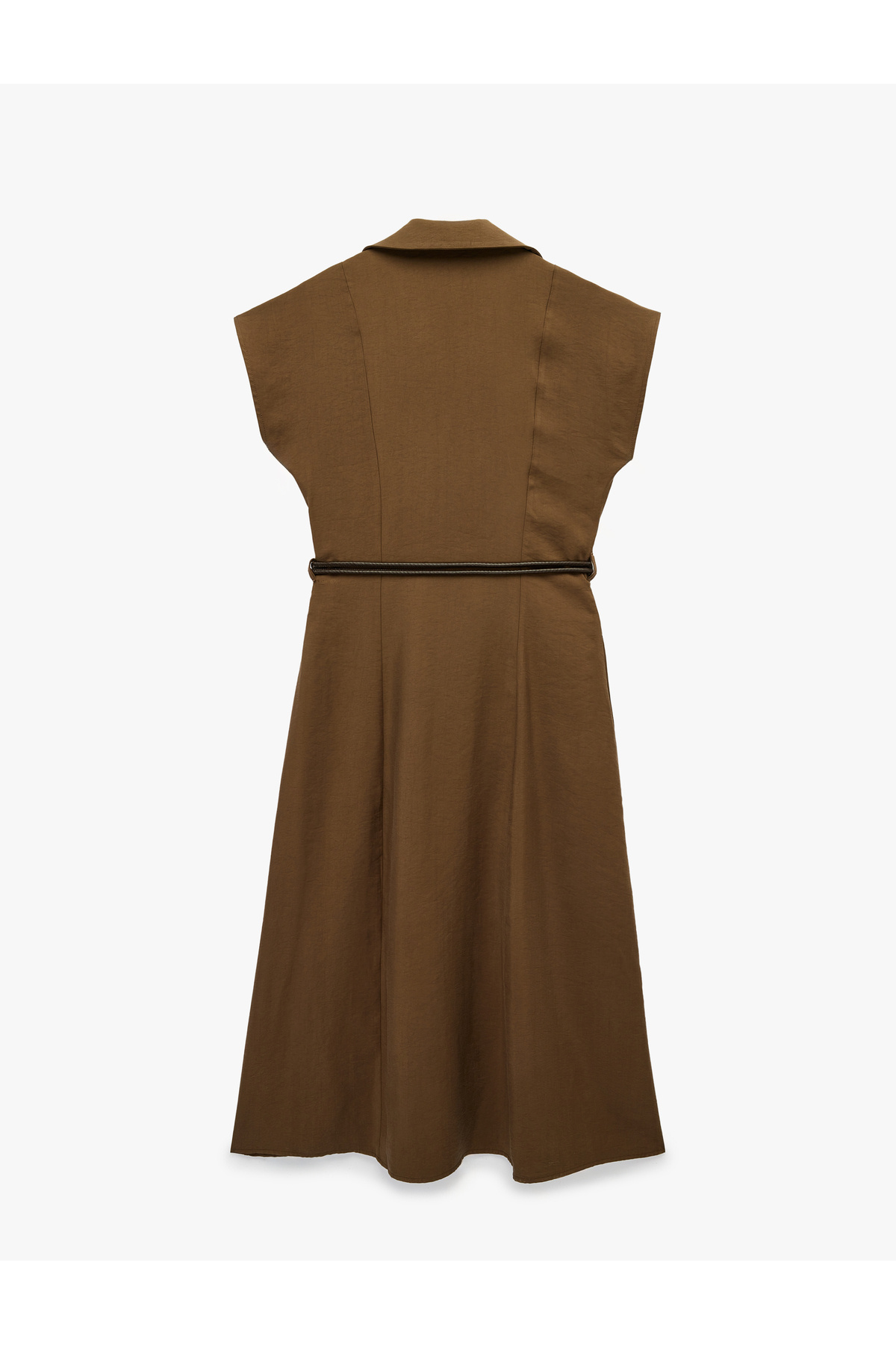 Koton  Kap Kol Kaçık Gömlek Yaka Kemerli Midi Elbise - Görsel 5