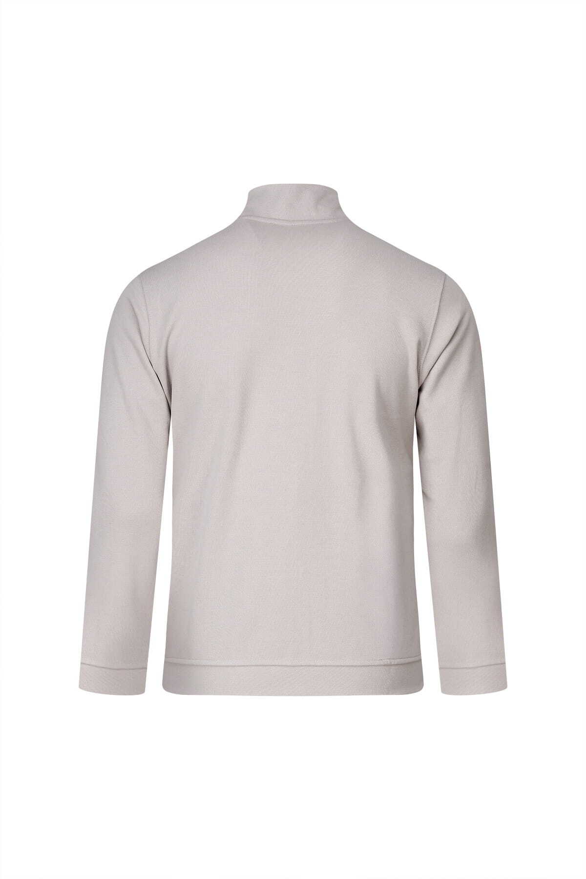 Ekru Regular Fit Fermuarlı Yarım Balıkçı Yaka 100% Pamuk Triko Hırka — رنگارنگ 31173020000B — تصویر 4 از 4