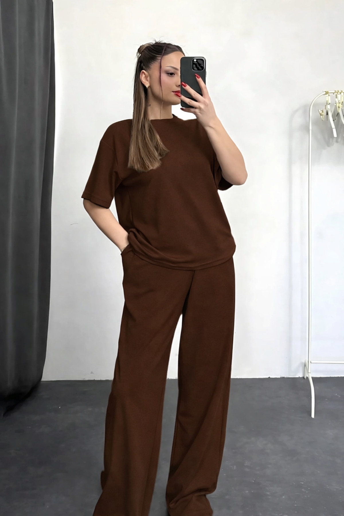 Women's Short Sleeve Oversize Super High Waist Stretch Crew Neck Tracksuit