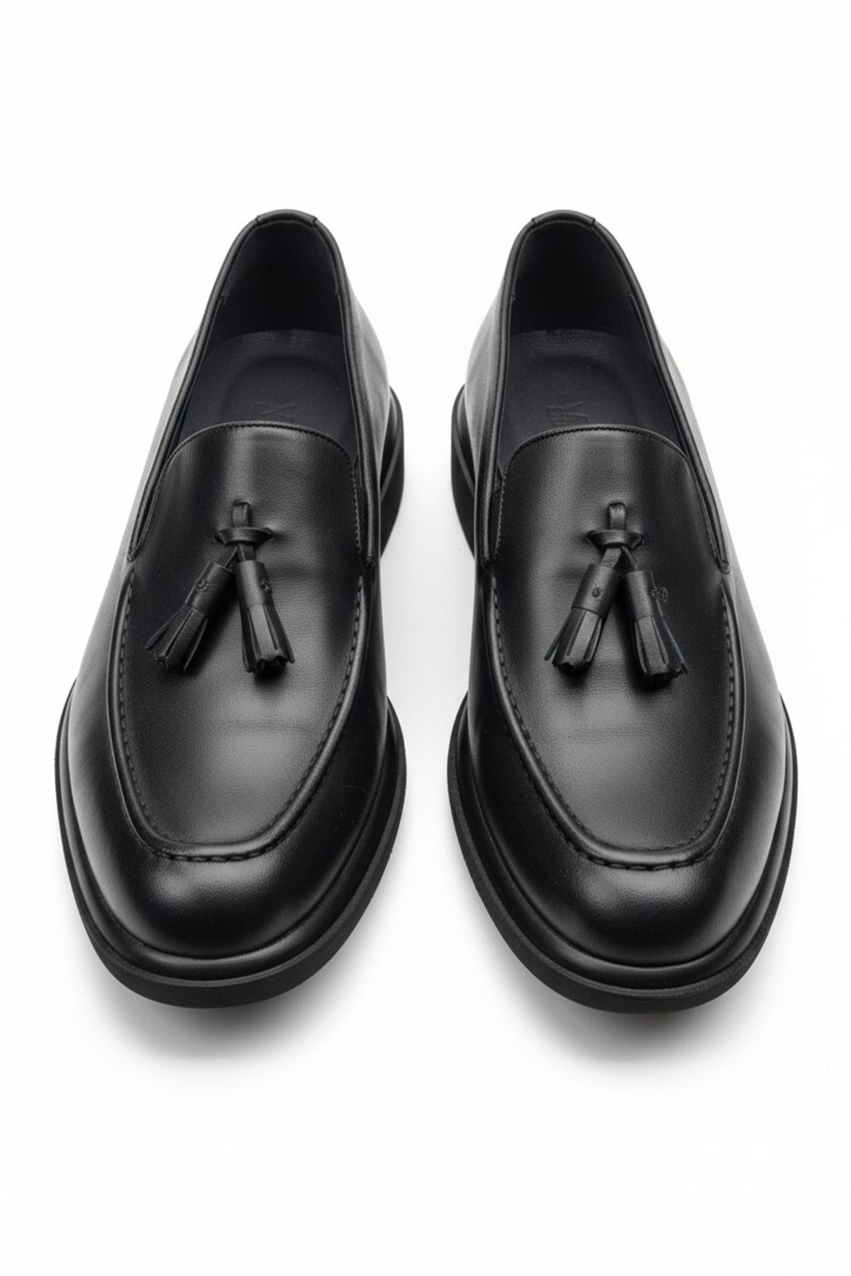 PAPATAY 1647 Hakiki Deri Püsküllü Erkek Siyah Klasik Loafer Ayakkabı - Erkek Klasik Ayakkabı görsel 2