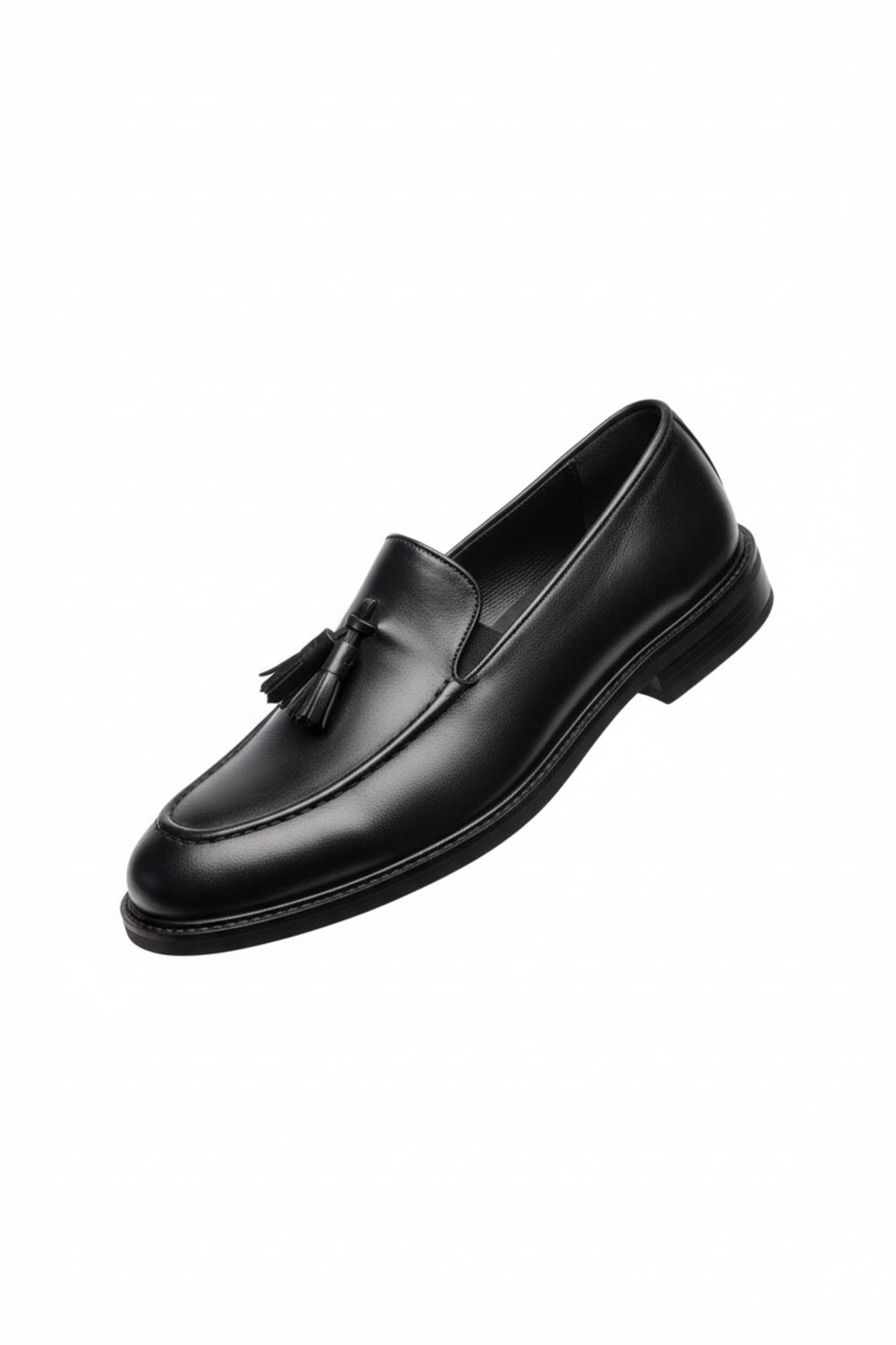 PAPATAY 1647 Hakiki Deri Püsküllü Erkek Siyah Klasik Loafer Ayakkabı - Erkek Klasik Ayakkabı