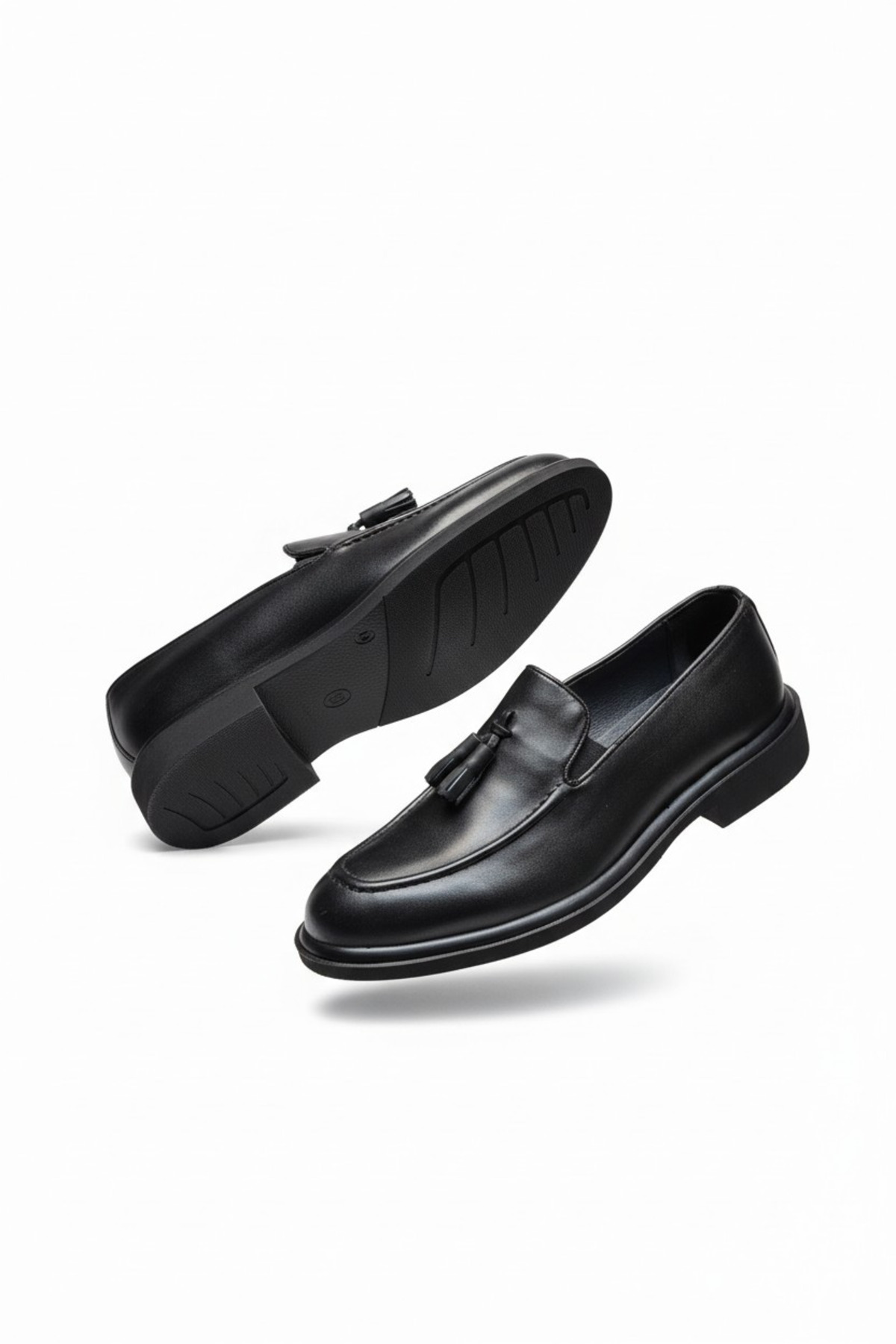 PAPATAY 1647 Hakiki Deri Püsküllü Erkek Siyah Klasik Loafer Ayakkabı - Erkek Klasik Ayakkabı görsel 6