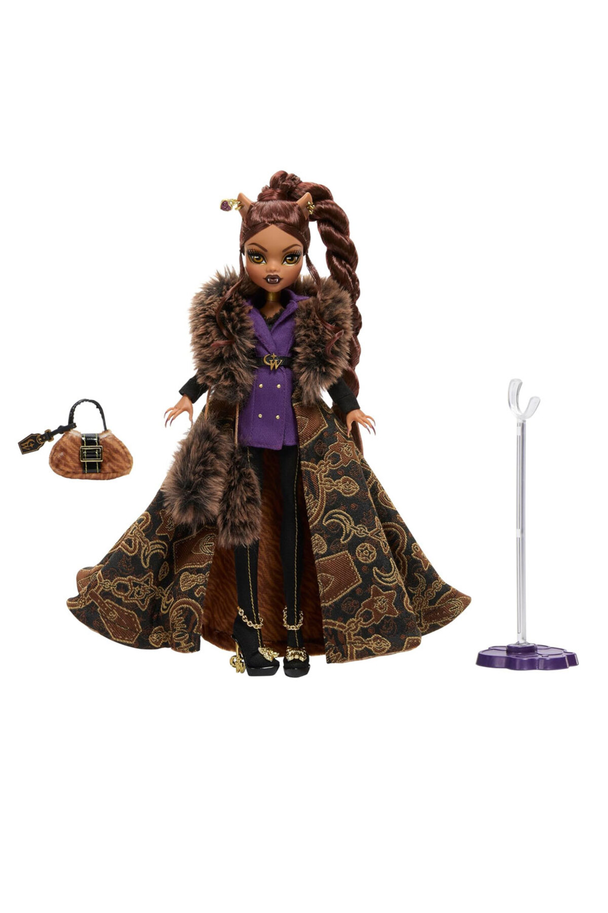 MONSTER HIGH Clawdeen Wolf House of Wolf bebek, Şık kabanı ve özel aksesuarlarıyla JDR66 fotoğrafı 2 (önizleme)
