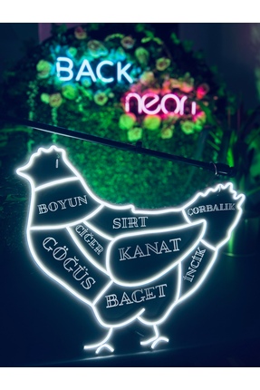 BACK Tavukçu Neon Led Dekoratif Duvar Aydınlatması-Tavuk ParçalarıNeon Duvar ...