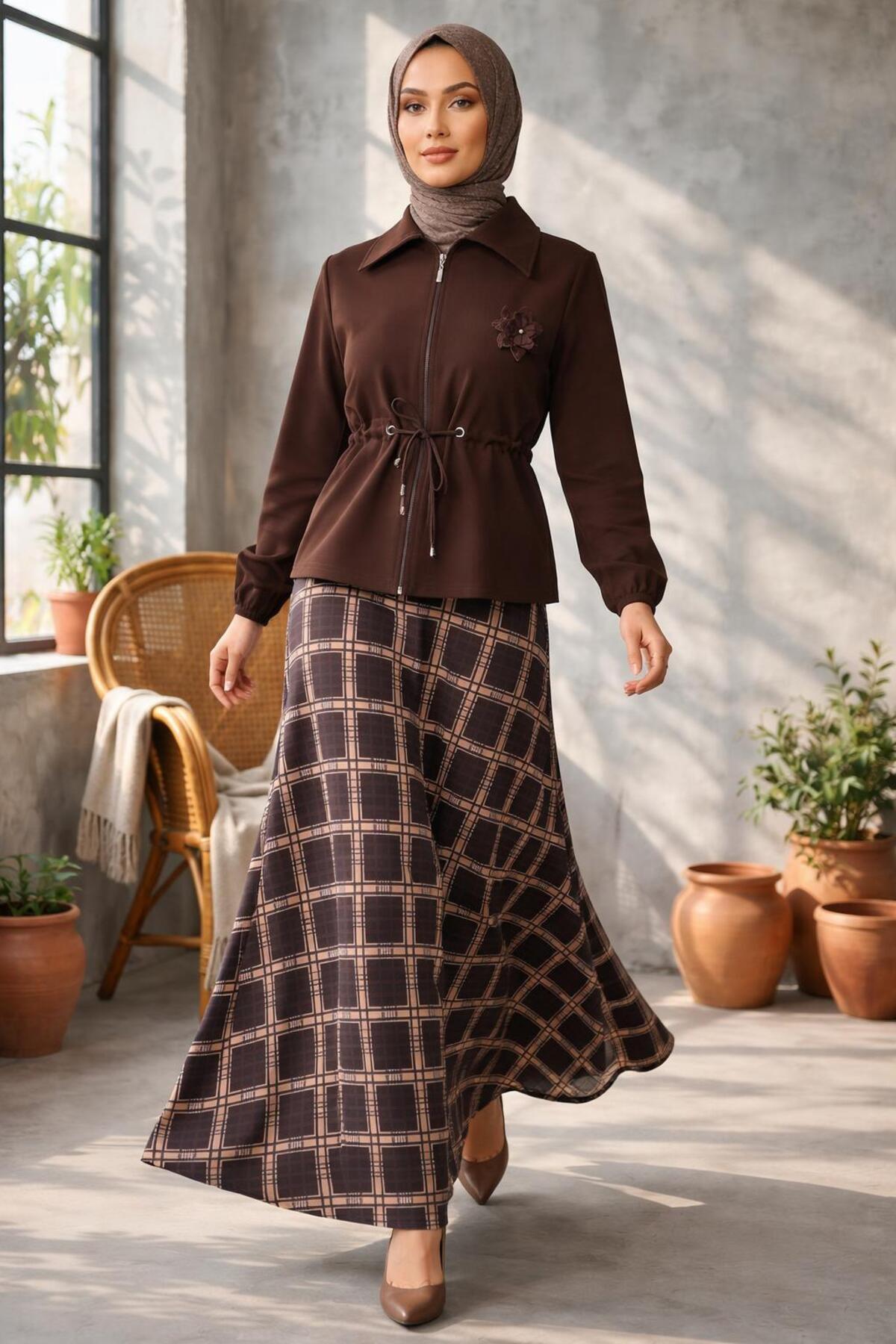 modam miss Double Ceketli Kahverengi Takım 8215 - Fiyatı, Yorumları