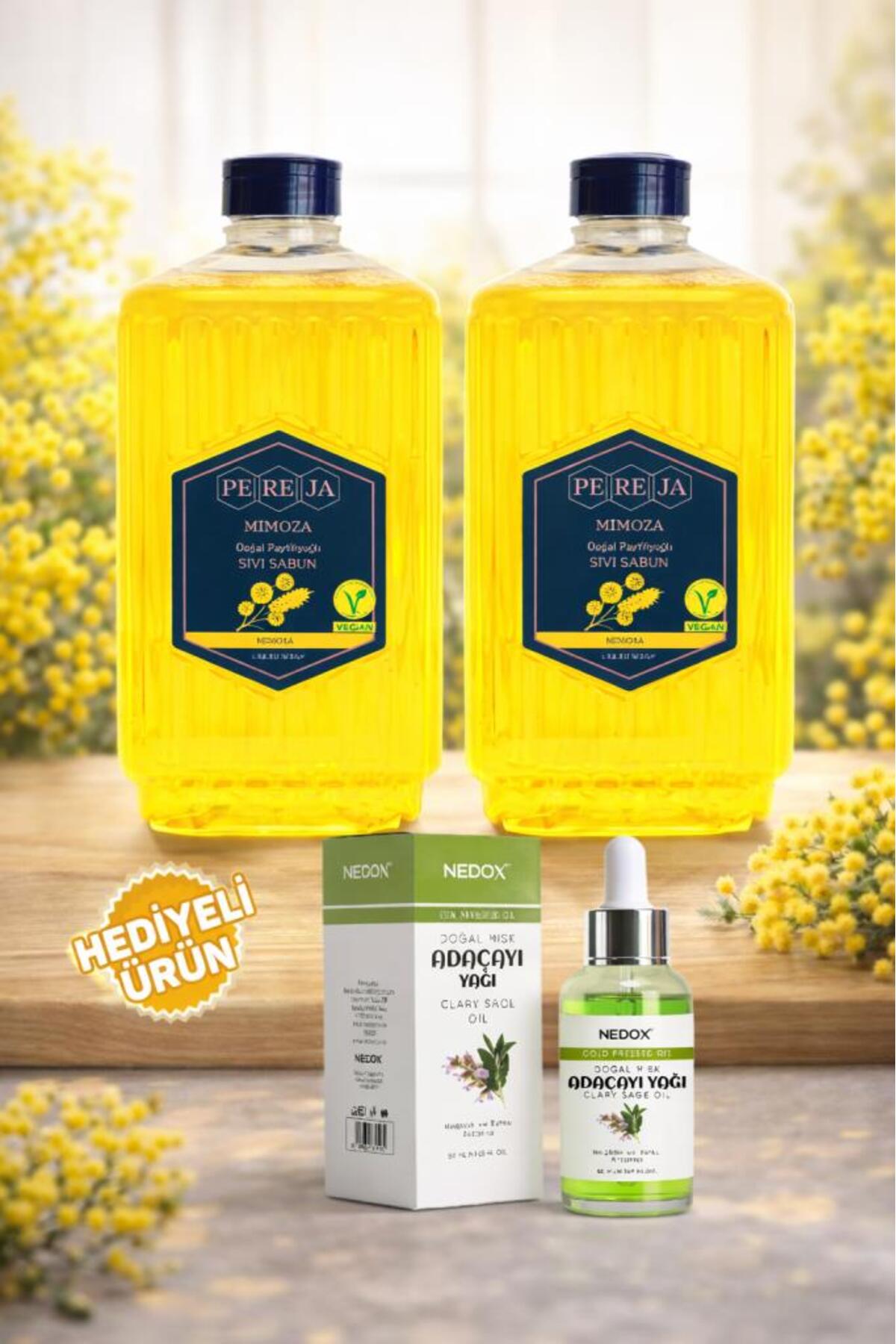 Pereja 2 Adet Mimoza Doğal Zeytinyağlı Sıvı Sabun 1500 ml - Fiyatı
