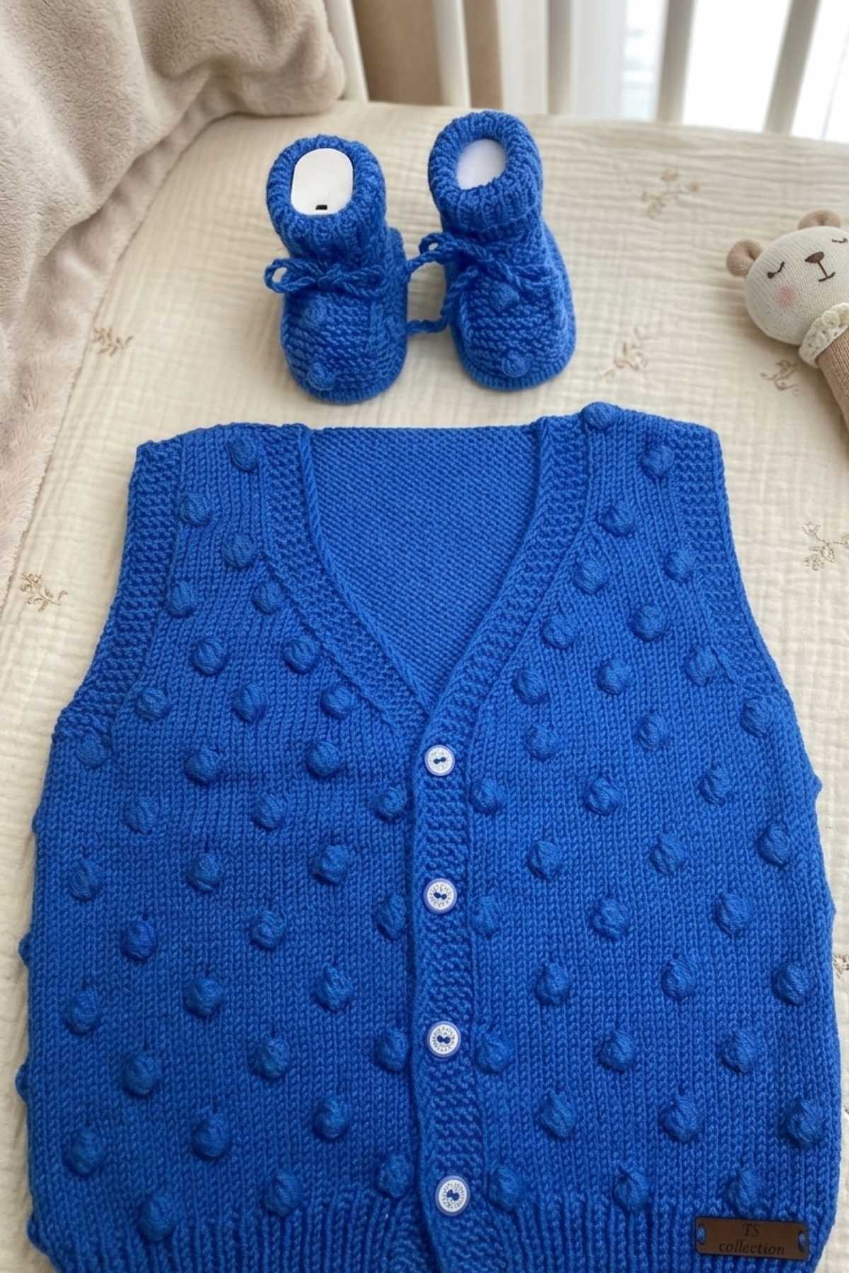 TS Collection El Örmesi Yelek ve Patik Seti || "Nako Elit Baby" ile örülmektedir fotoğrafı 2 (önizleme)