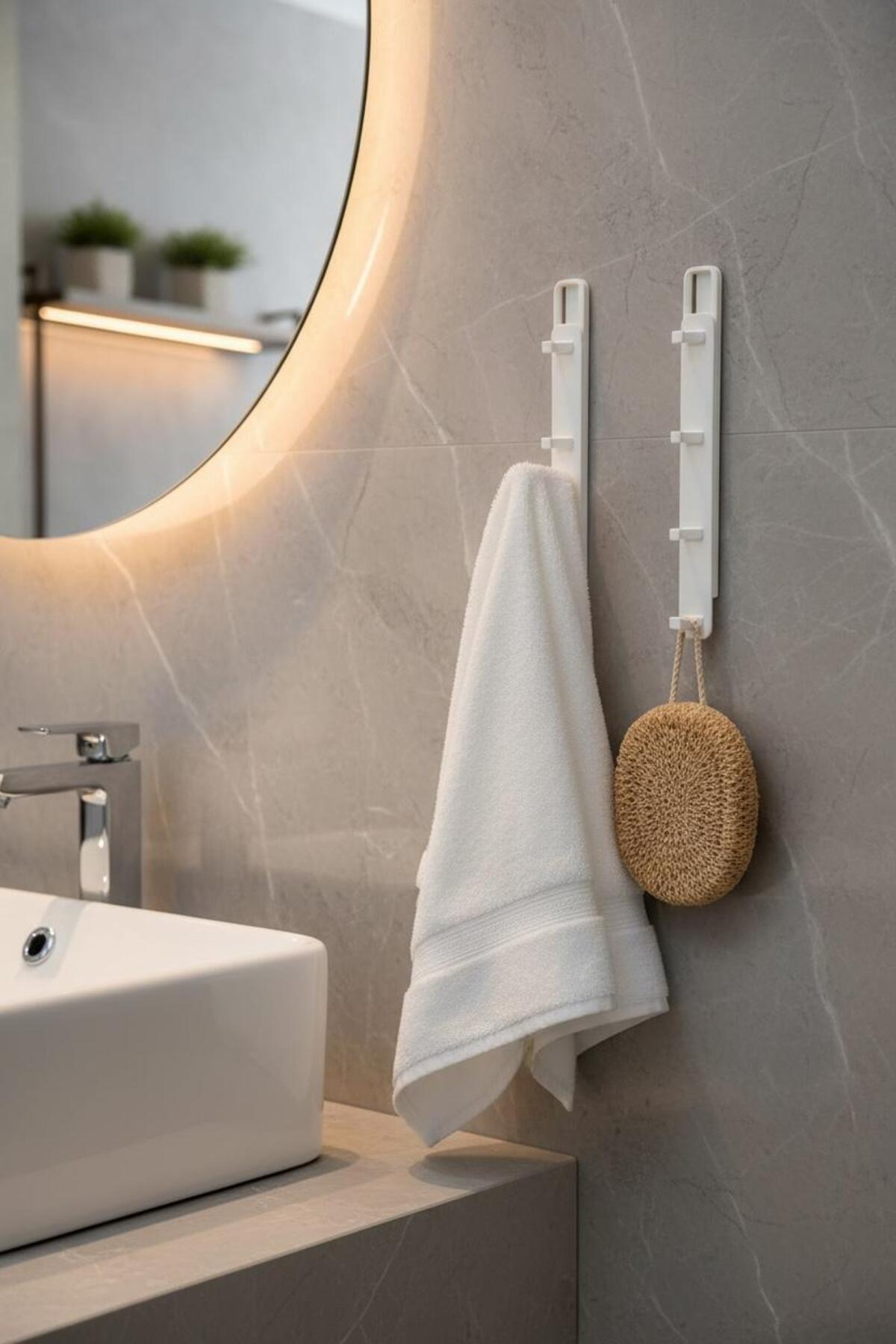 2’li Yapışkanlı Kayar Askı | Delmeden Montaj Banyo ve Mutfak Düzenleyici