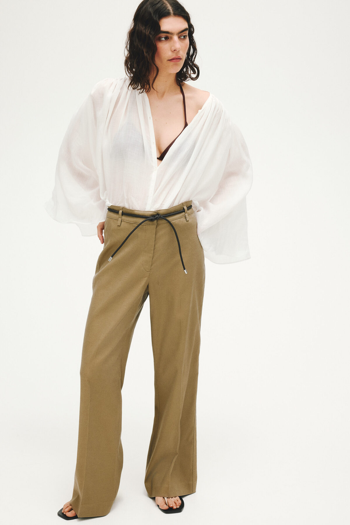H&M Keten Karışımlı Çizme Paça Pantolon görsel 2