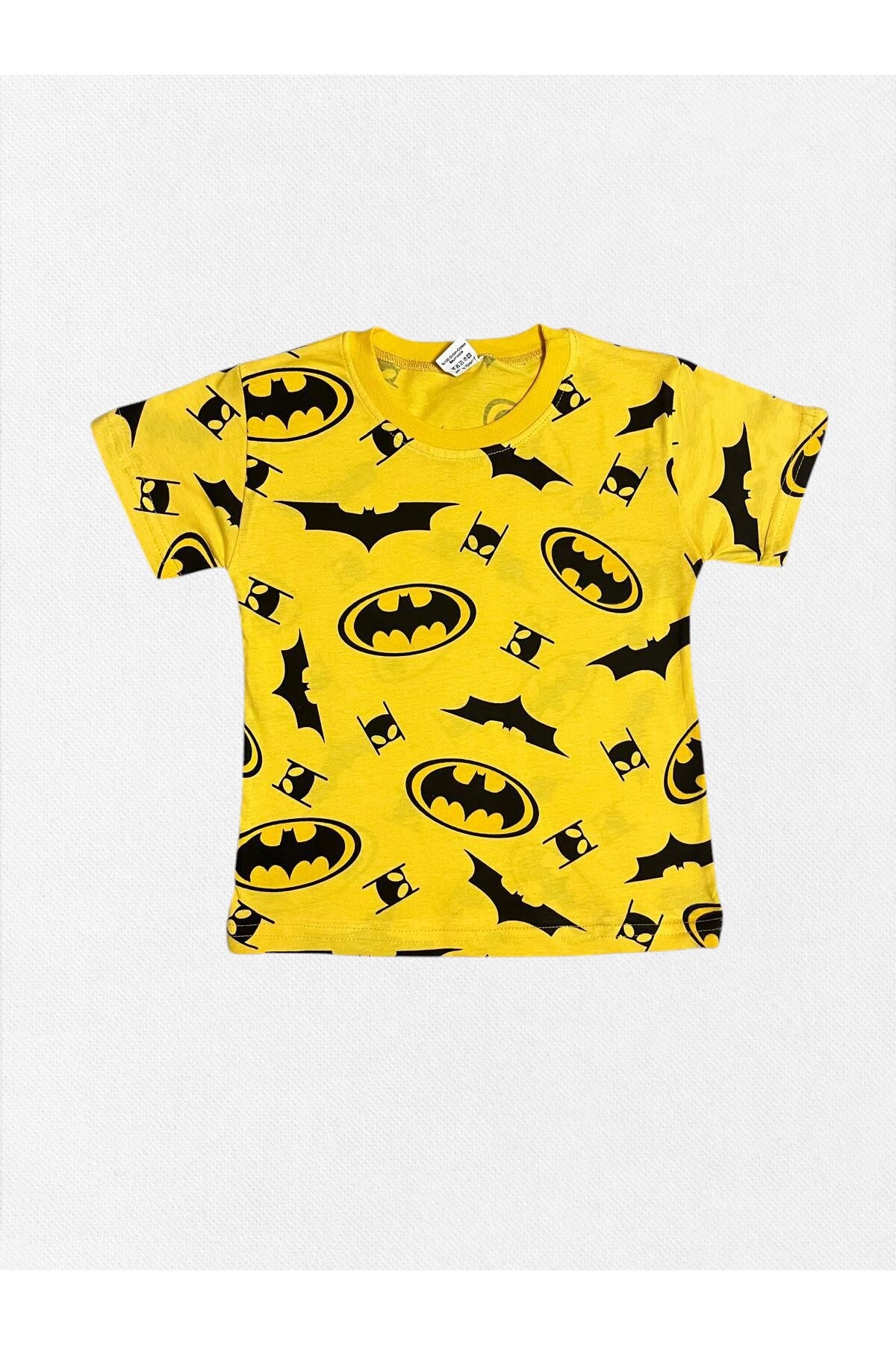 Fil Kids Erkek Çocuk Pamuklu Yazlık İnce Kumaş Sarı Renk Yarasa Desen Kısa Kollu Şortlu Yazlık Pijama Takımı fotoğrafı 4 (önizleme)