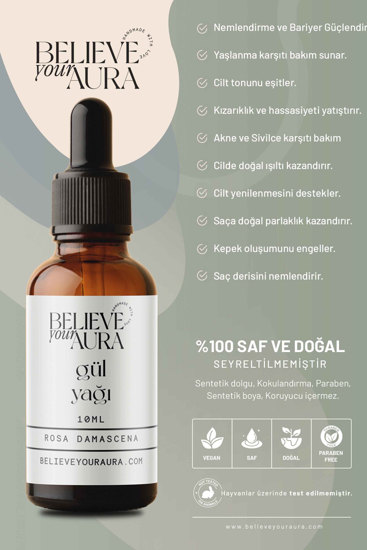 Gül Yağı - %100 Saf ve Doğal Nemlendirici Cilt Yenileyici Canlandırıcı Bakım Yağı - 10 ml — ATYGUL — تصویر 3 از 6