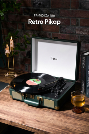Fressi Dahili Hoparlörlü Pikap Müzik Kutusu Usb+Rca+Bluetooth