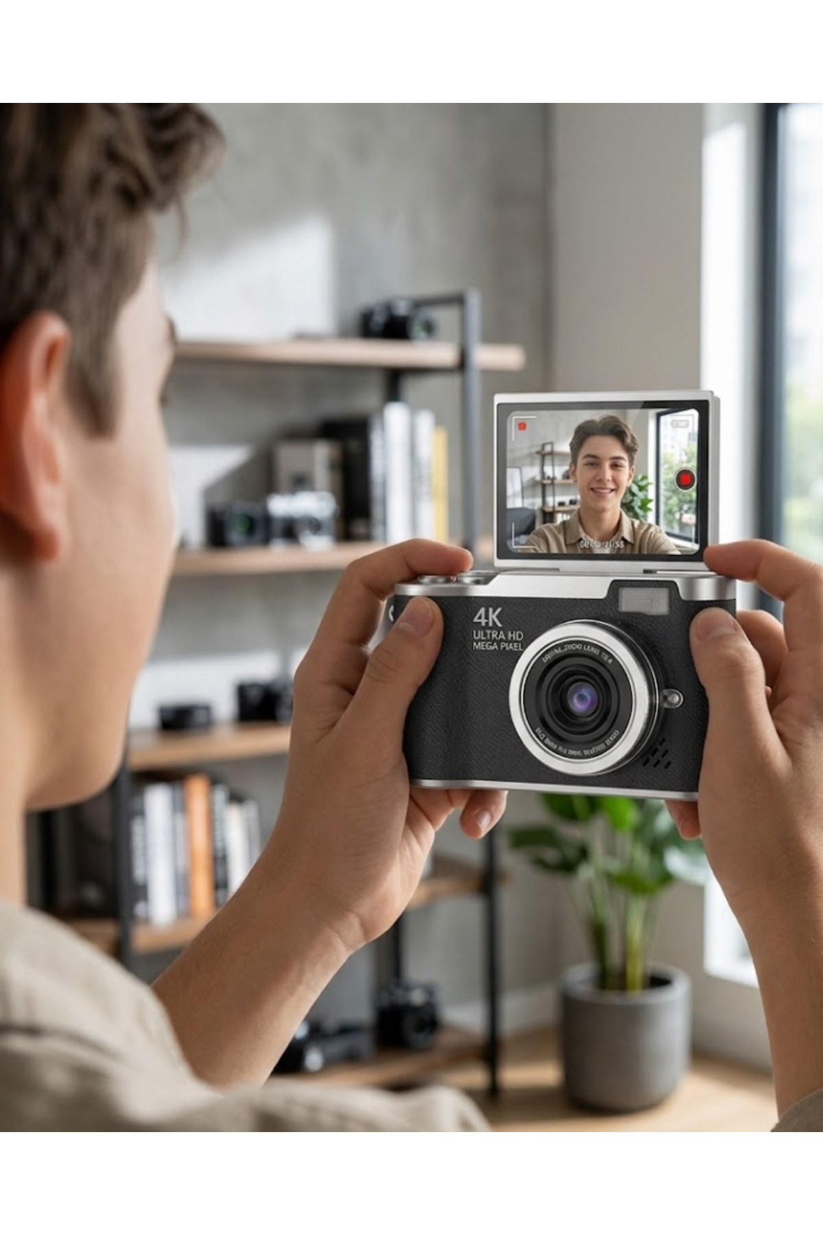 Clevora 4K Dijital Kamera 48 MP 8X Zoom ve 180 Derece Flip Ekran Vlog Çekim Özellikli