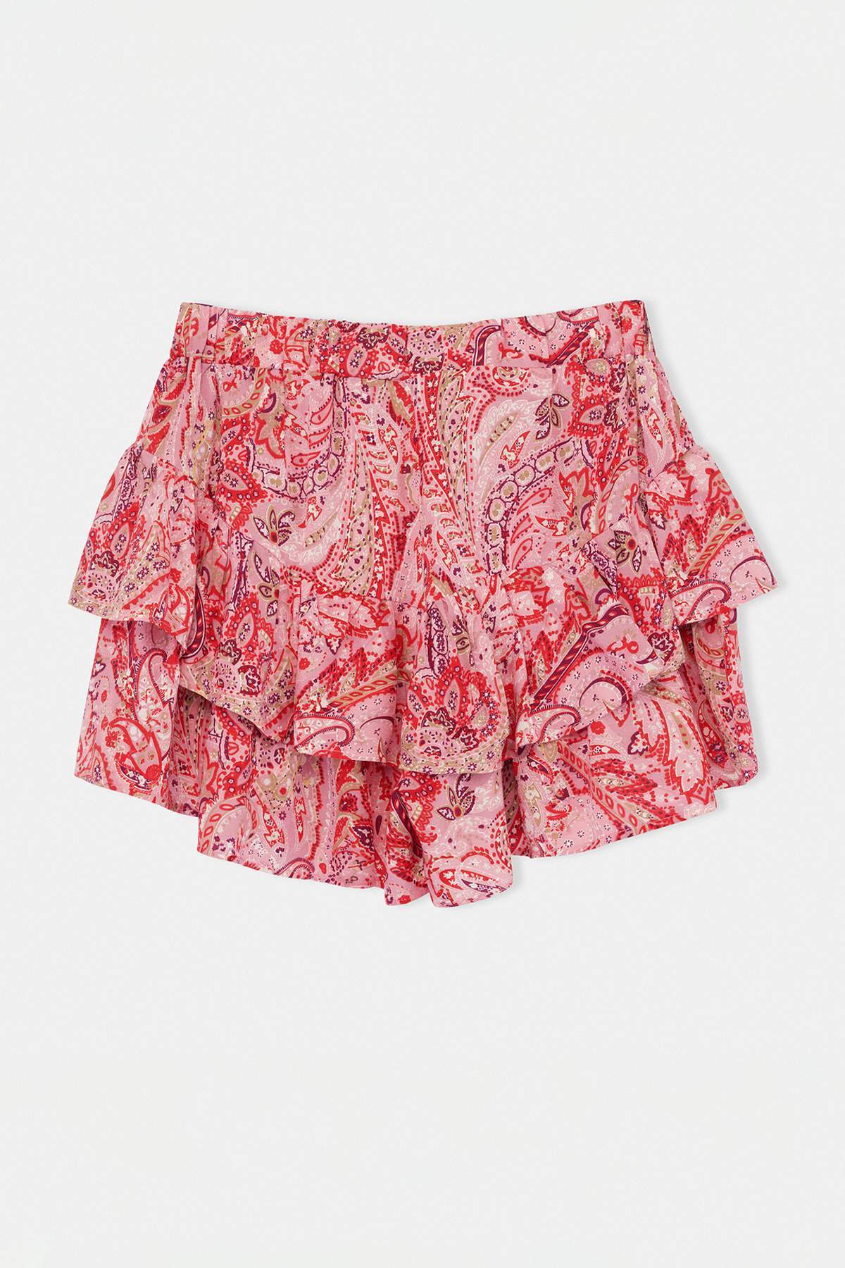 Trendyolmilla  Kırmızı Etnik Desenli Mini Dokuma Büyük Beden Şort TBBSS26AP00003 - Görsel 9