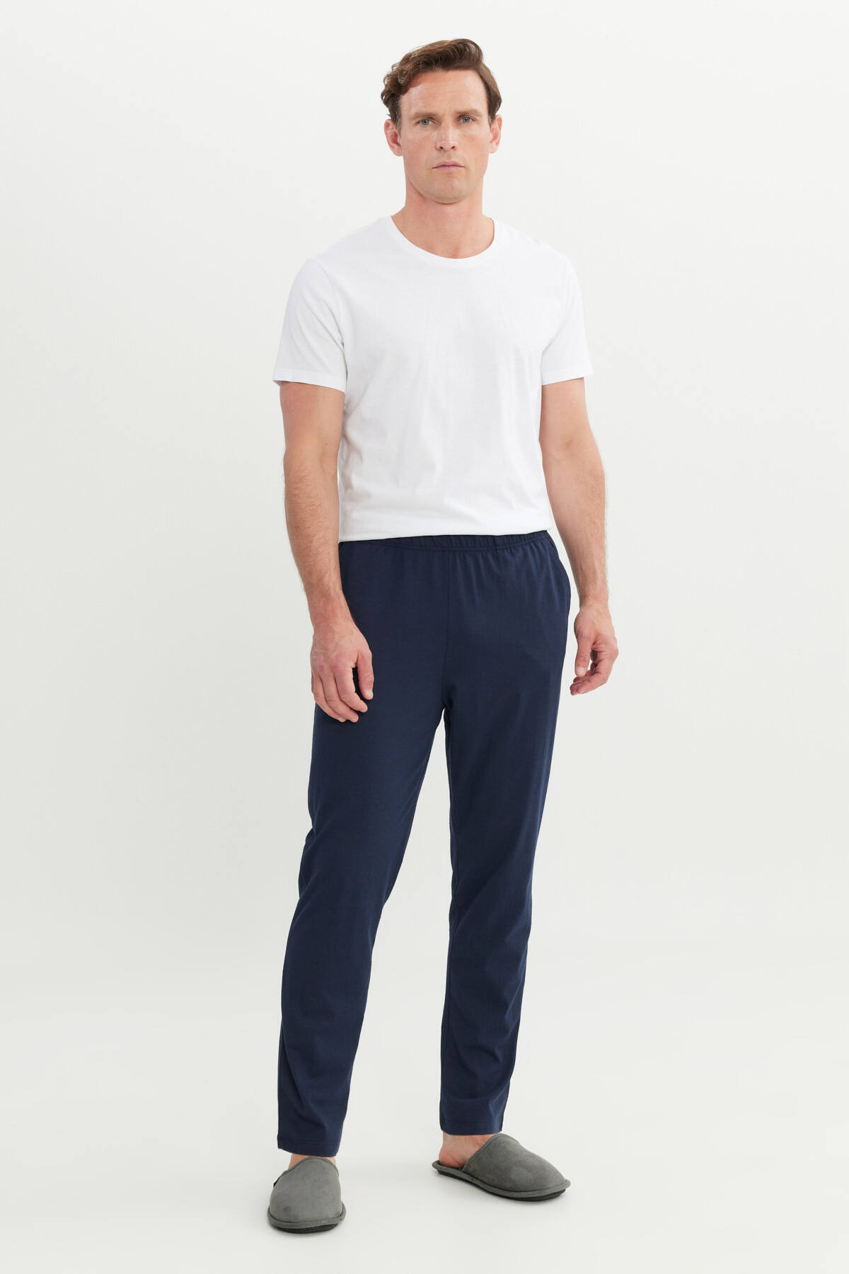 AC&Co / Altınyıldız Classics  Erkek Lacivert Pamuklu Standart Fit Pijama Altı Normal Kesim Beli Lastikli Cepli