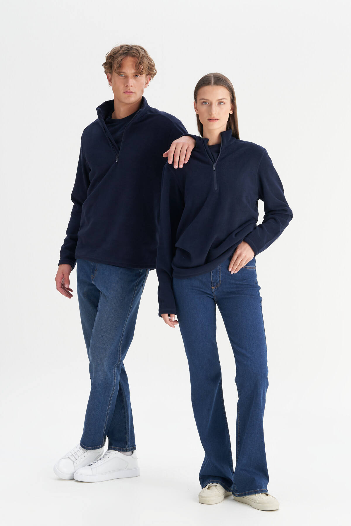 AC&Co / Altınyıldız Classics Erkek Lacivert Anti-pilling Tüylenme Yapmayan Standart Fit Bato Yaka Soğuk Geçirmez Polar Sweatshirt görsel 4