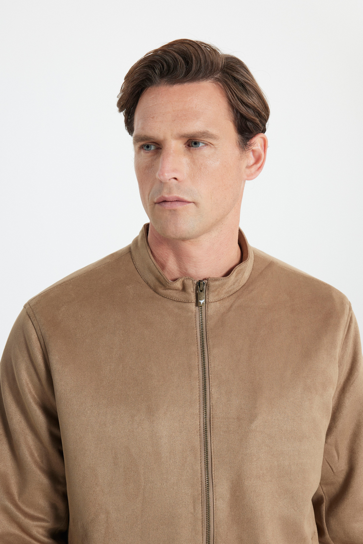 AC&Co / Altınyıldız Classics  Erkek Bej Standart Fit Normal Kesim Dik Yaka Süet Ceket Mont - Görsel 8