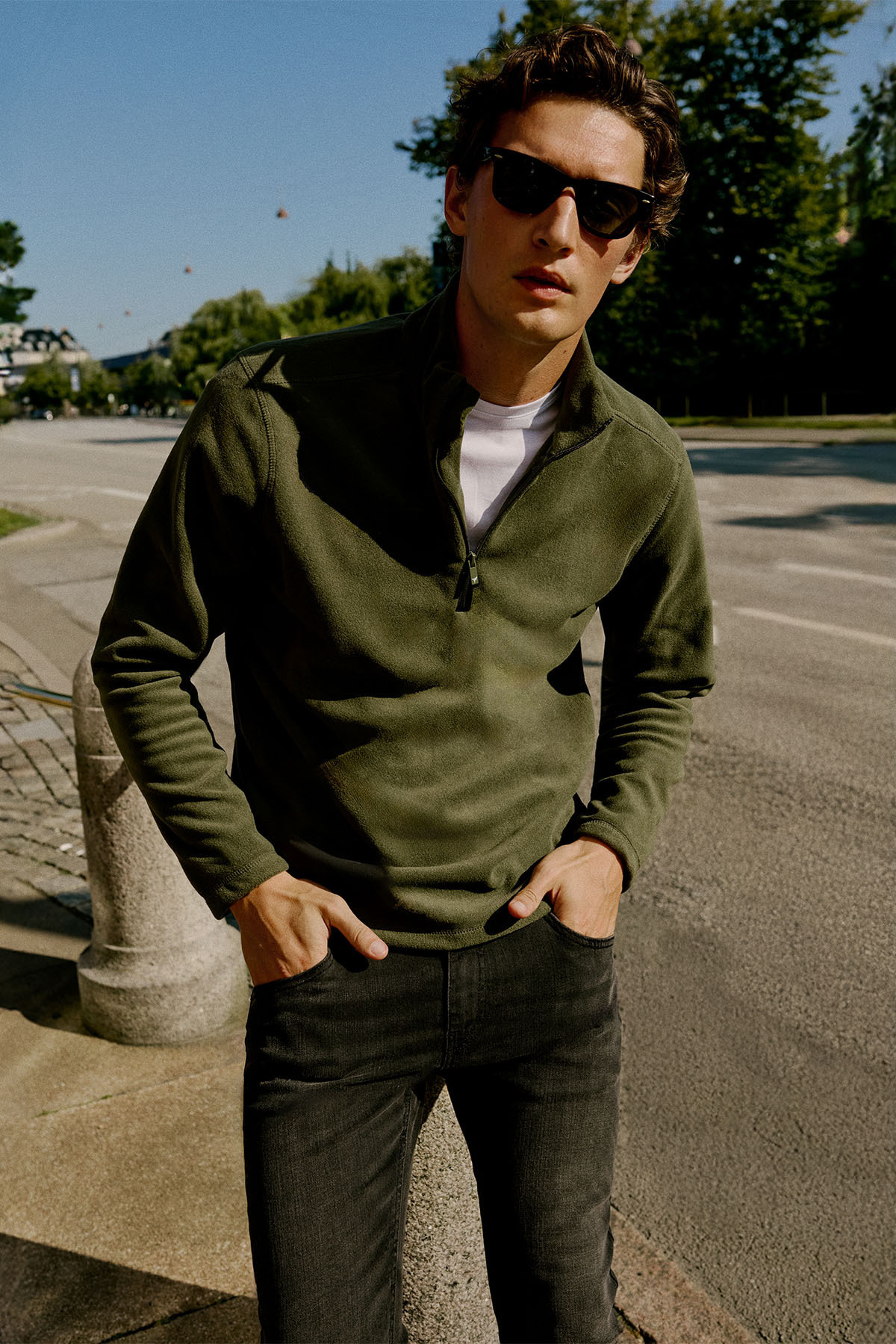 AC&Co / Altınyıldız Classics  Erkek Haki Anti-pilling Tüylenme Yapmayan Standart Fit Dik Yaka Soğuk Geçirmez Polar Sweatshirt - Görsel 6