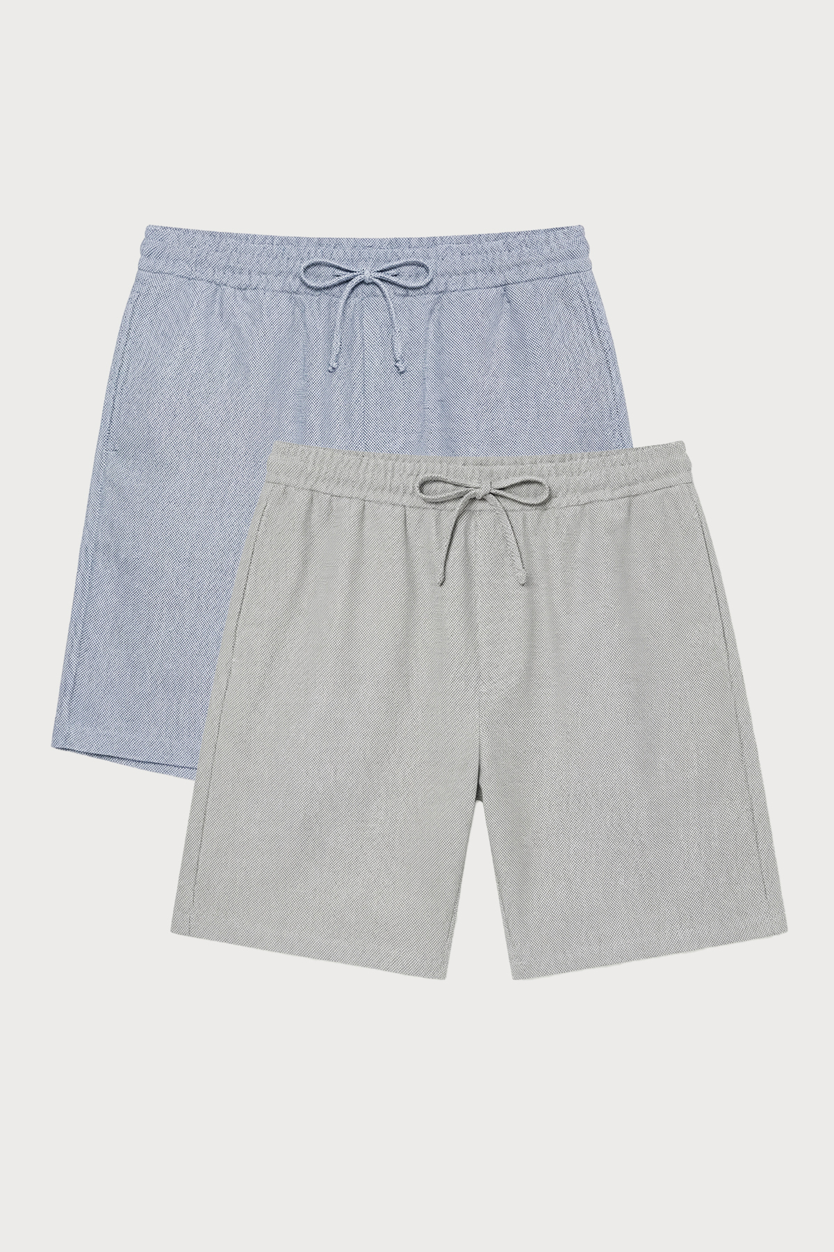 Men's NavyBlue-Black 2-Pack Cotton Knitted Standard Fit Shorts with Tied Waist and Side Pockets