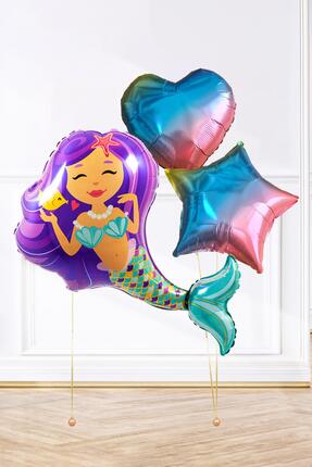 PEKSHOP Deniz Kızı Tema Doğum Günü Balon Paketi Kalp Yıldız