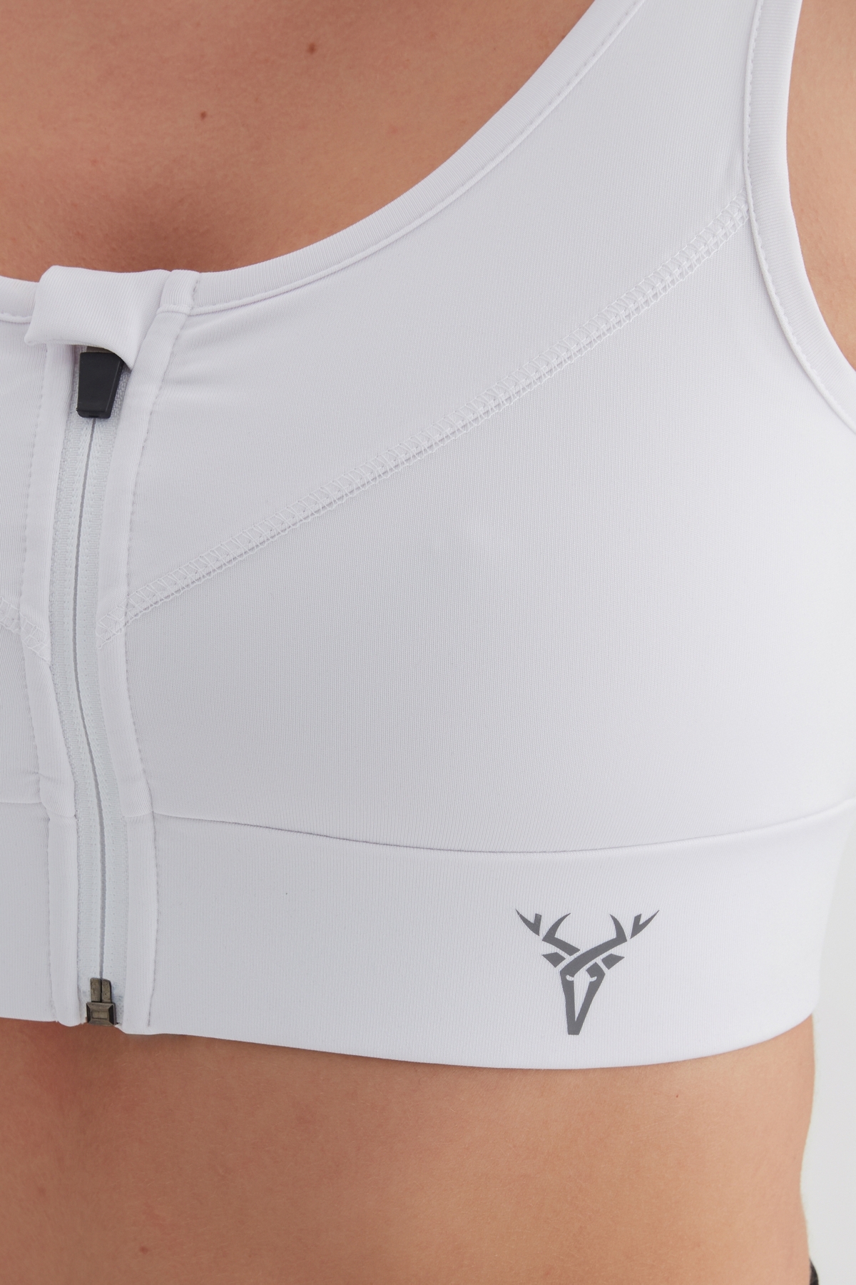 cervus Spor Büstiyer Fermuar Detaylı Crop Top Beyaz görsel 6