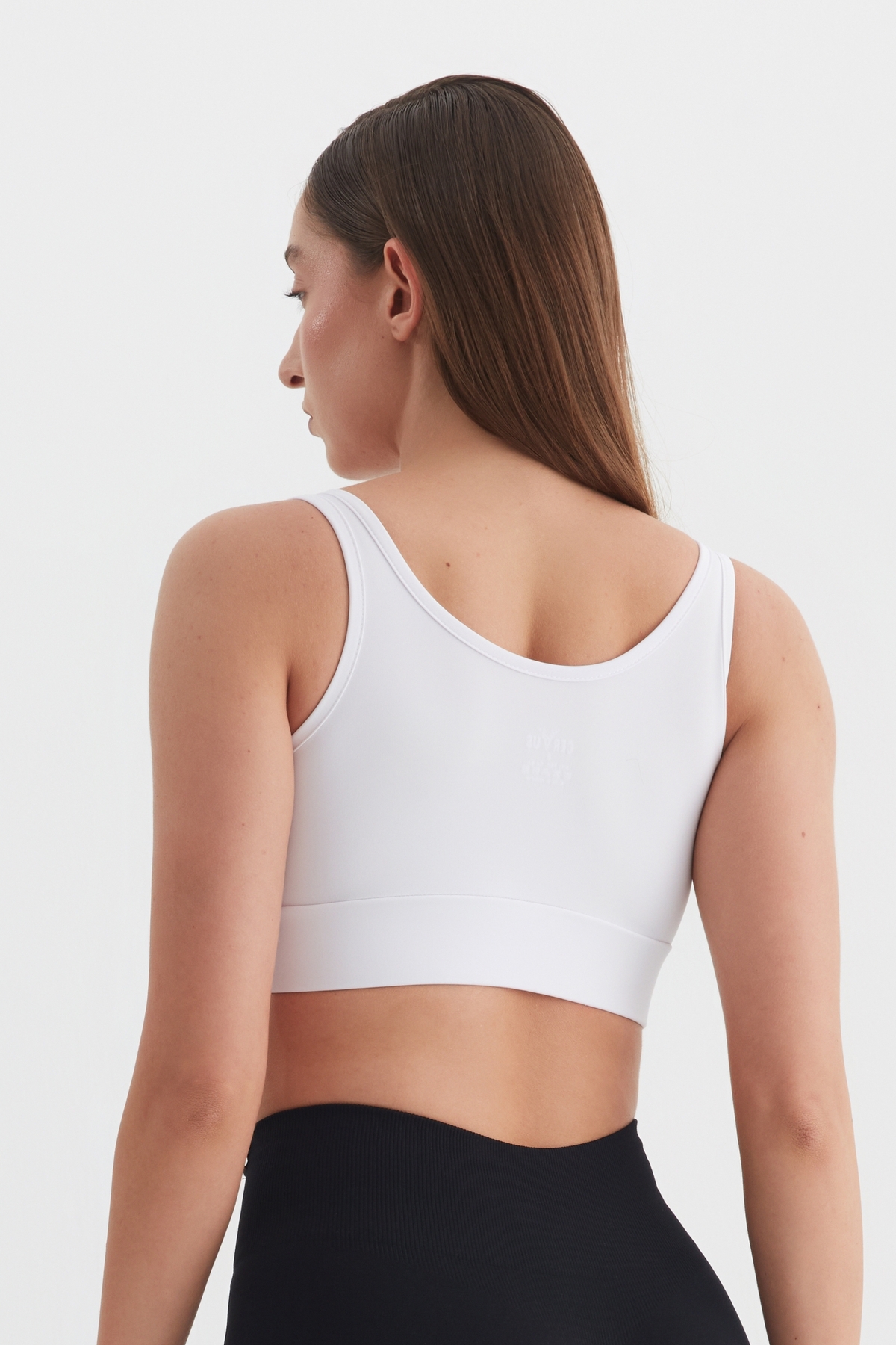 cervus Spor Büstiyer Fermuar Detaylı Crop Top Beyaz görsel 3