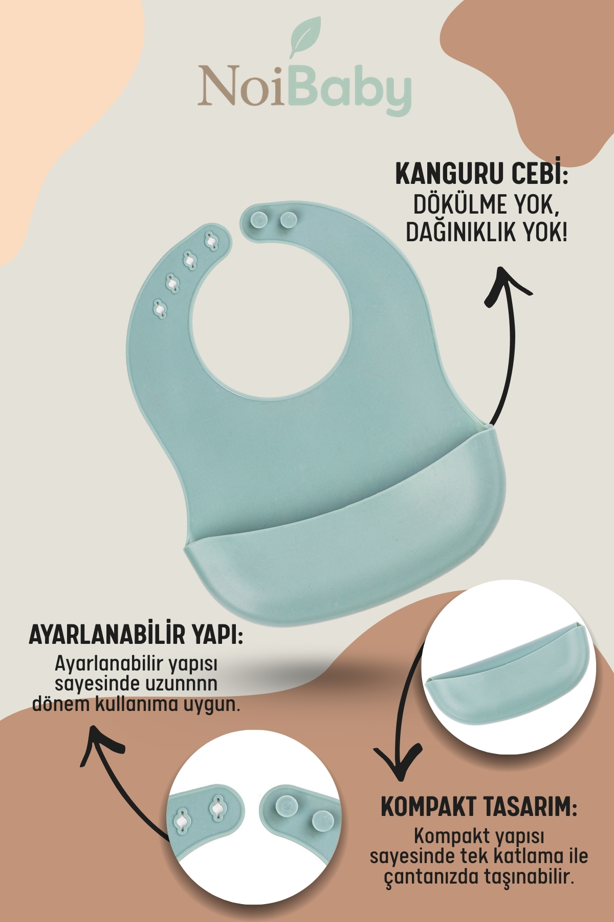 Genel Markalar Vakum Tabanlı Silikon Tabak -Diş Kaşıyıcılı Kaşık-Silikon Önlük-Bebek Beslenme Seti 3'lü Set-(Yeşil) fotoğrafı 2 (önizleme)