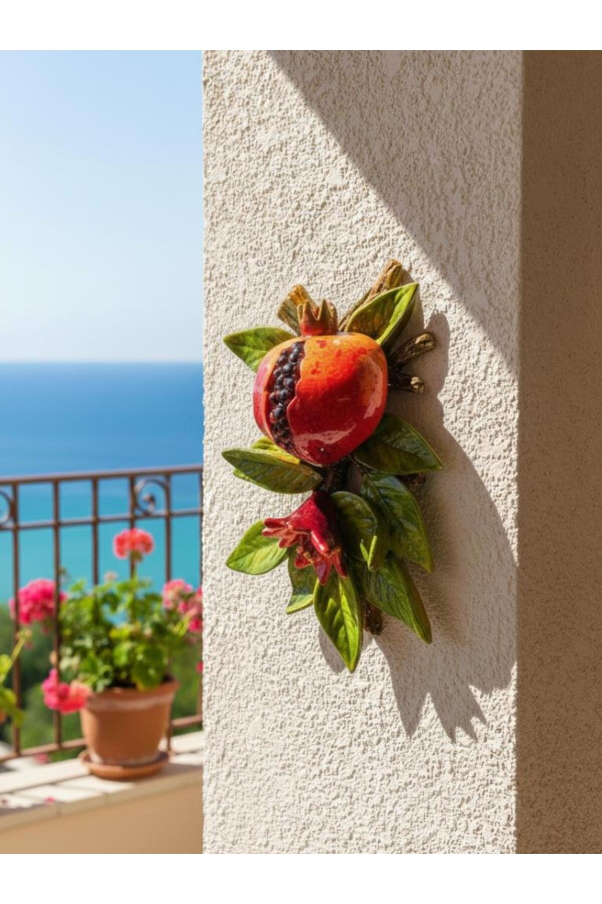Decorative Vibrant Color Pomegranate Wall Decor on Branch Decorative Wall Ornament Nature Themed Home Office Kitchen S