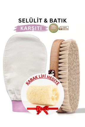 LEODİNS %100 Doğal At Kılı Fırçası Ve Banyo Duş Kesesi Peeling Eldiveni İpek ...