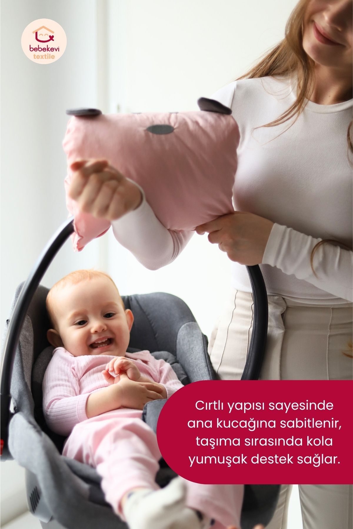 Bebekevi %100 Pamuk Kola Geçmeli Emzirme ve Taşıma Destek Yastığı – Fonksiyonel Bebek Destek Yastığı fotoğrafı 5 (önizleme)