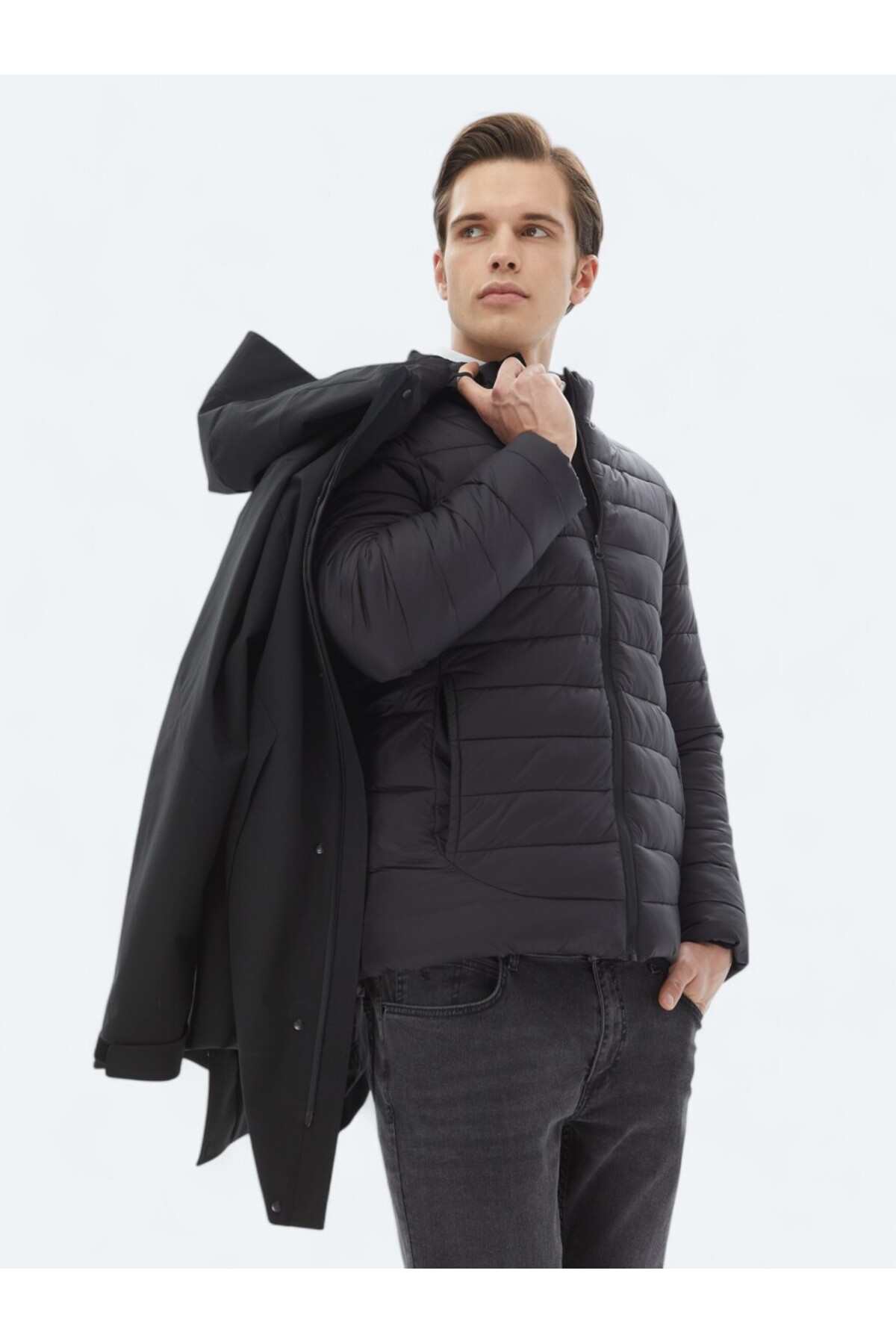 Kip  Siyah Regular Fit Kelebek Yaka Casual Dokuma Kaban - Görsel 3