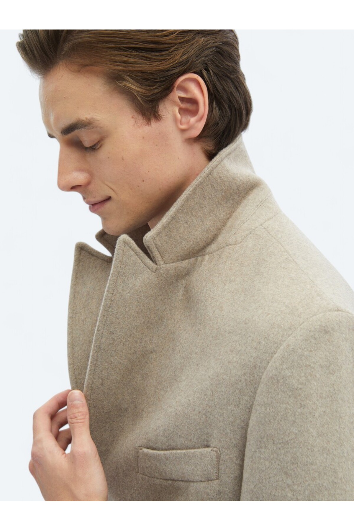 Kip  Vizon Regular Fit Kruvaze Yaka Klasik Dokuma Palto - Görsel 8