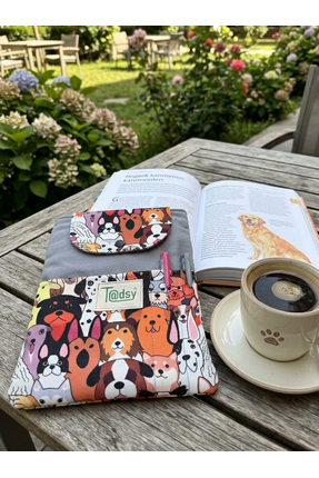 Tadsy Karikatür Köpek desenli Kitap Kılıfı Şık ve Kitap Koruyucu Kılıf Cepli ...