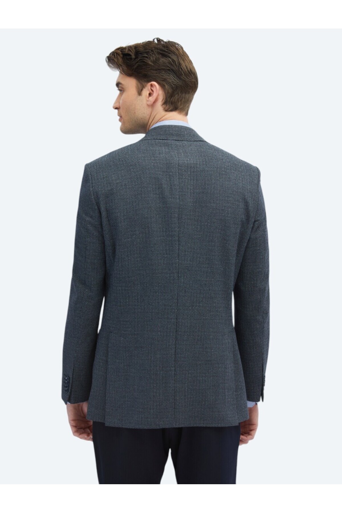 Kip  İndigo Desenli Modern Fit Ceket - Görsel 5