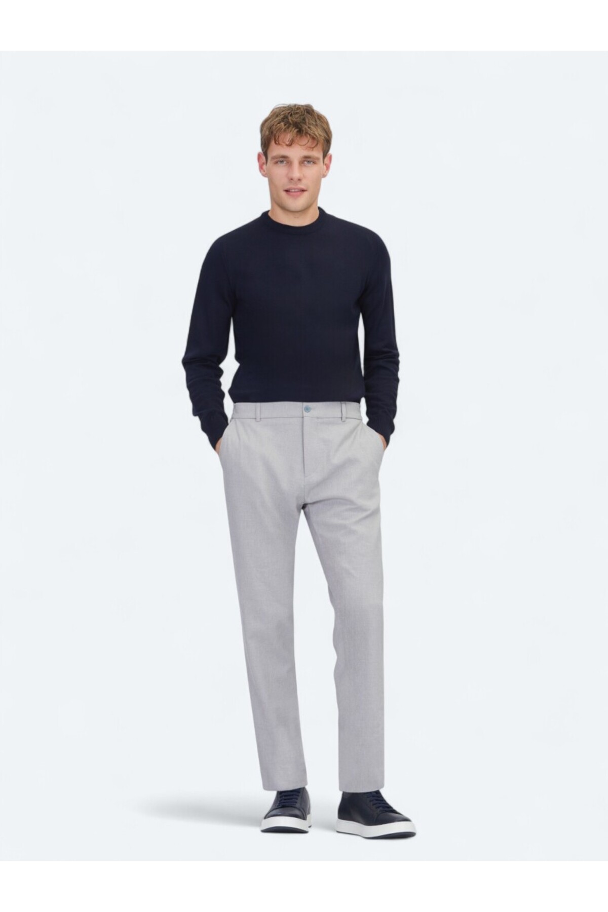 Gri Dokuma Jogging Fit Casual Pantolon