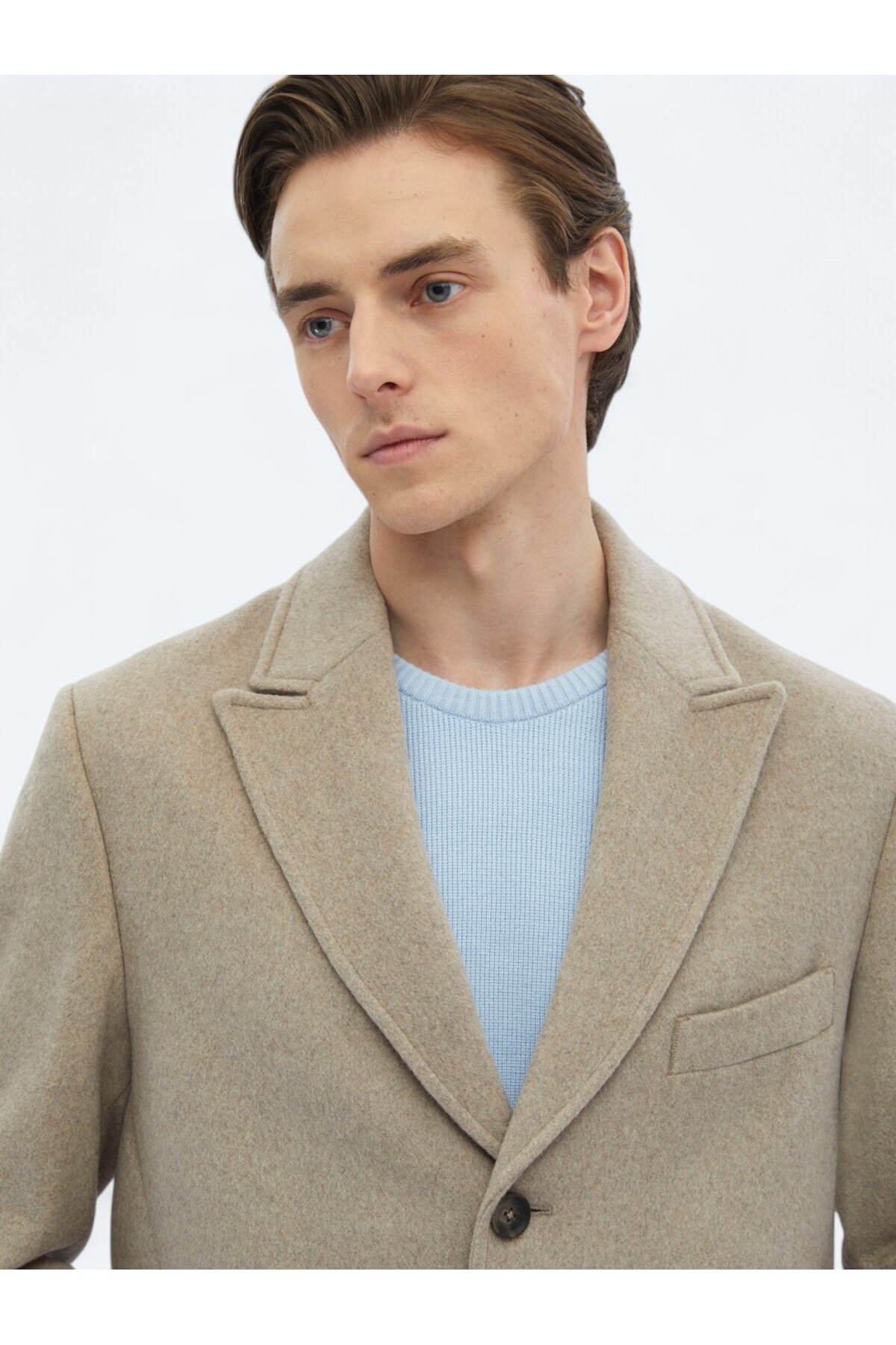 Kip  Vizon Regular Fit Kruvaze Yaka Klasik Dokuma Palto - Görsel 6