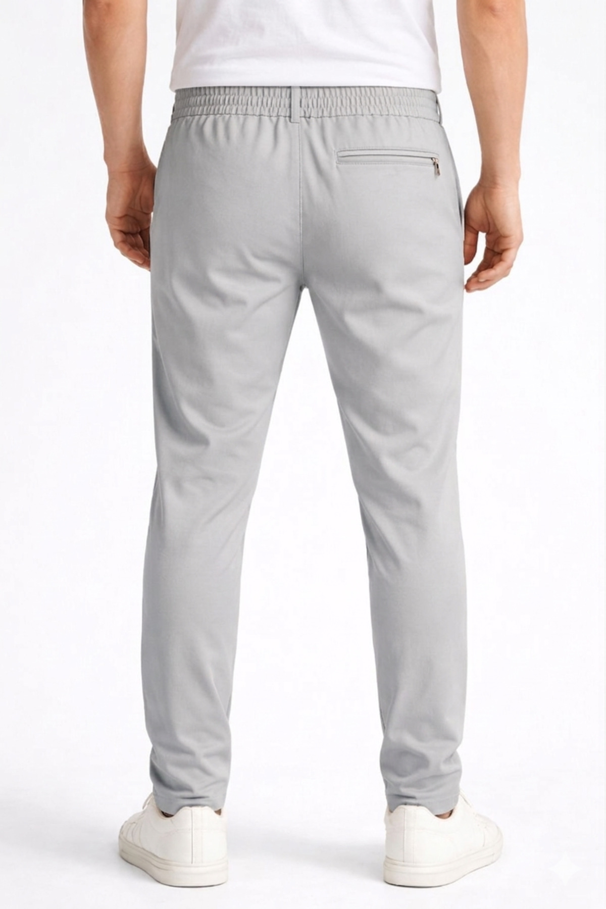 Bürke  Erkek Gri Renk Bel Lastikli Likralı Esnek Slimfit Pantolon - Görsel 3