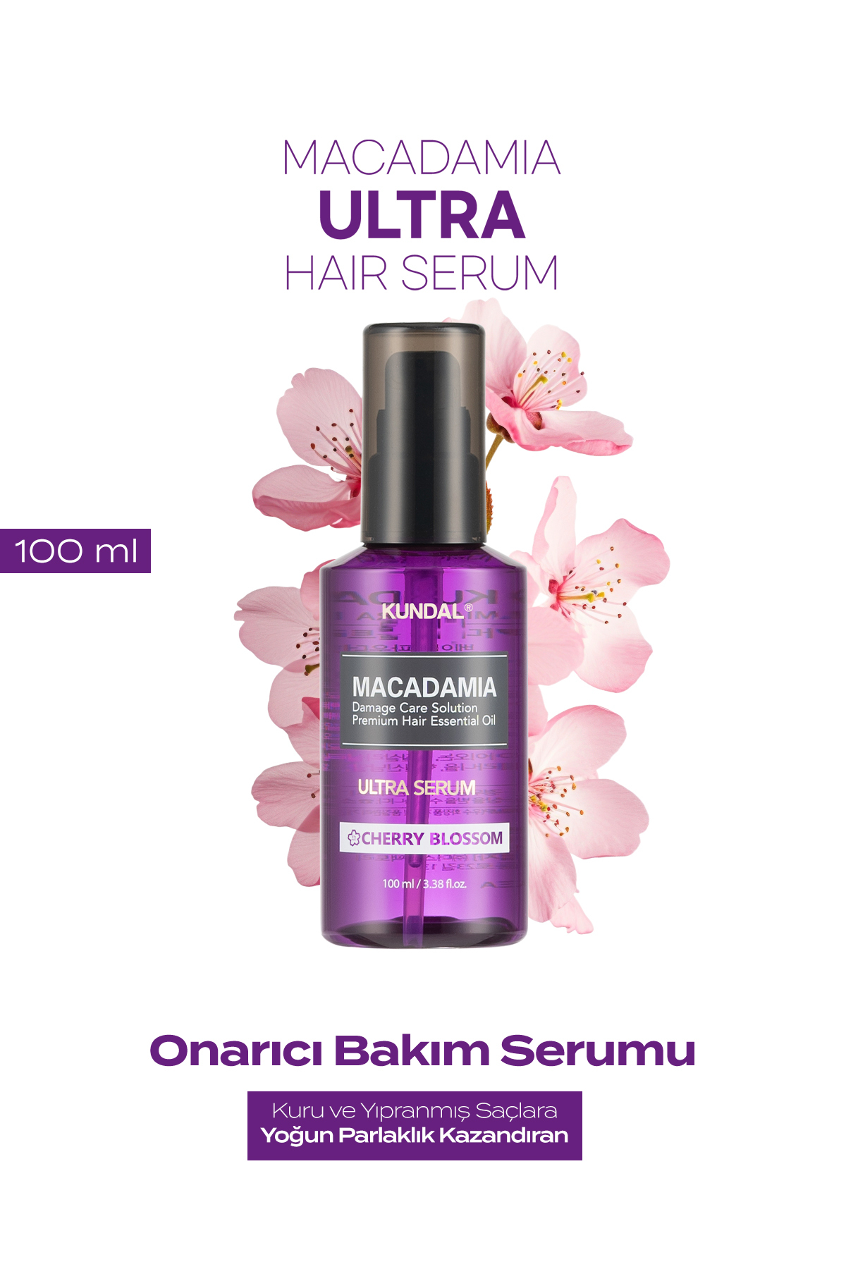 Kundal Kuru ve Yıpranmış Saçlara Onarıcı Bakım Serumu KUNDAL Macadamia Ultra Hair Serum (Cherry Blossom) — 7233