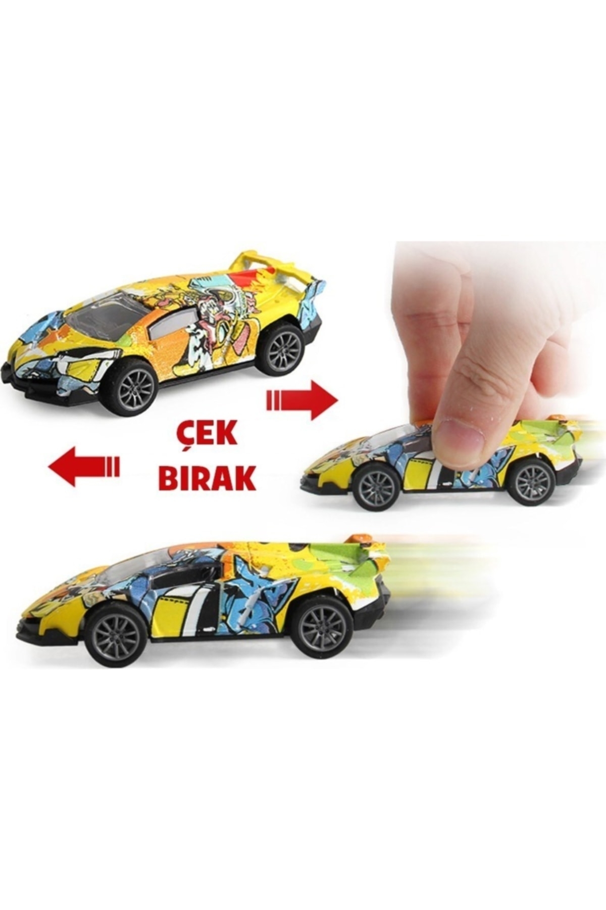 Genel Markalar 1:50 Metal Spor Araba - Grafiti Desenli Çek Bırak Model Araç Koleksiyonluk Seri fotoğrafı 2 (önizleme)