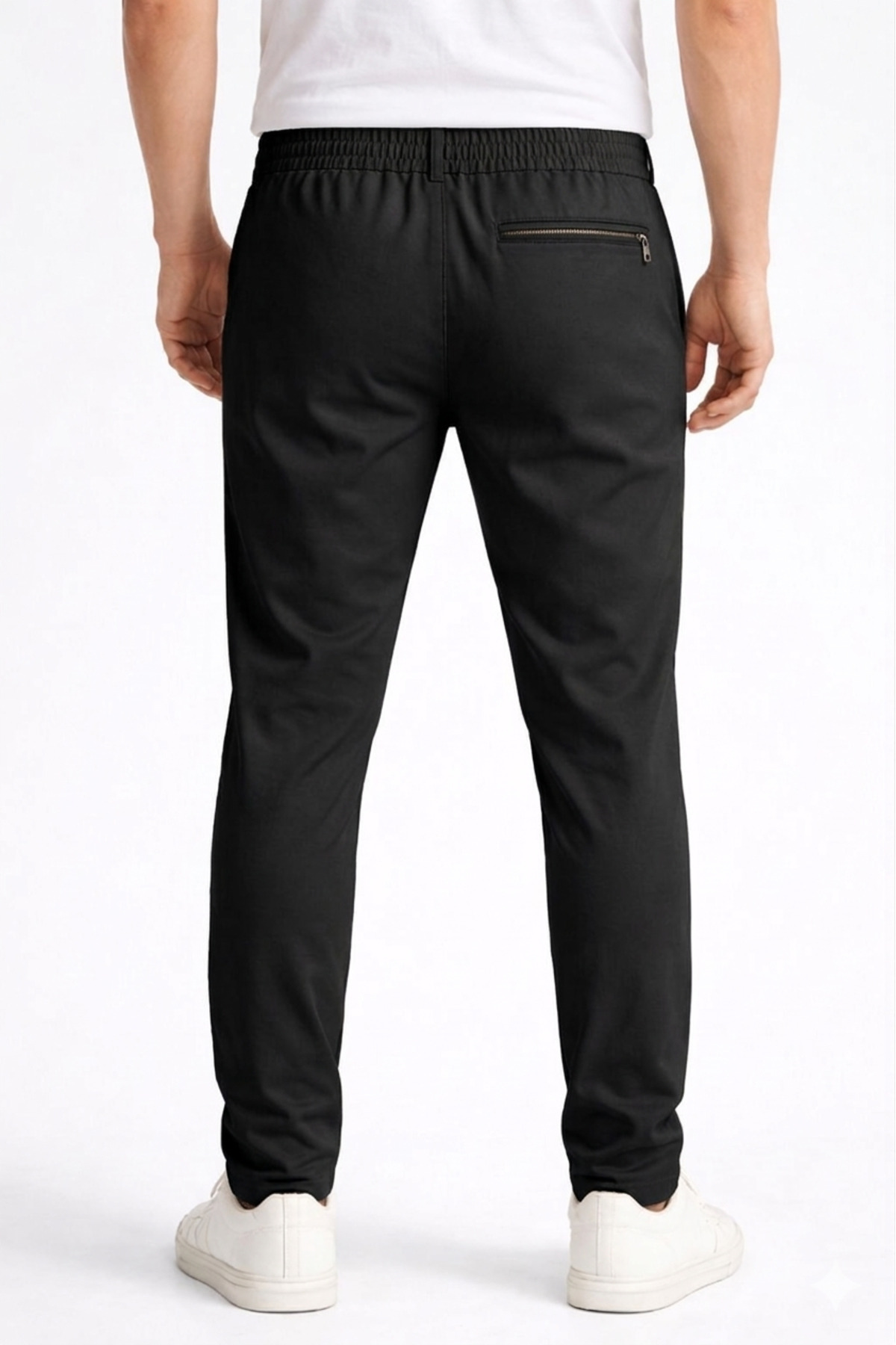 Bürke  Erkek Siyah Renk Bel Lastikli Likralı Esnek Slimfit Pantolon - Görsel 4