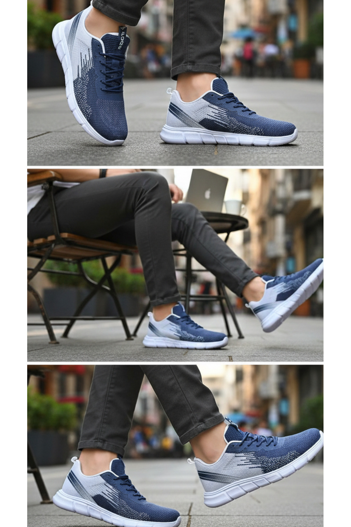 FORE SPORT  Günlük Bağcıklı Hafif ve Nefes Alabilir Triko Erkek Spor Ayakkabı – Rahat Yürüyüş Ayakkabısı - Görsel 3