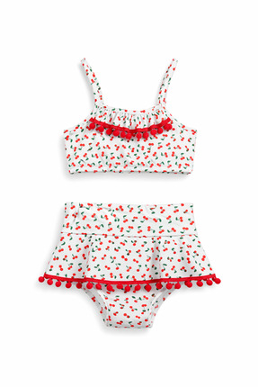 Beniizle Kiraz Desenli Baskılı Kız Çocuk Mayo Bikini Takım