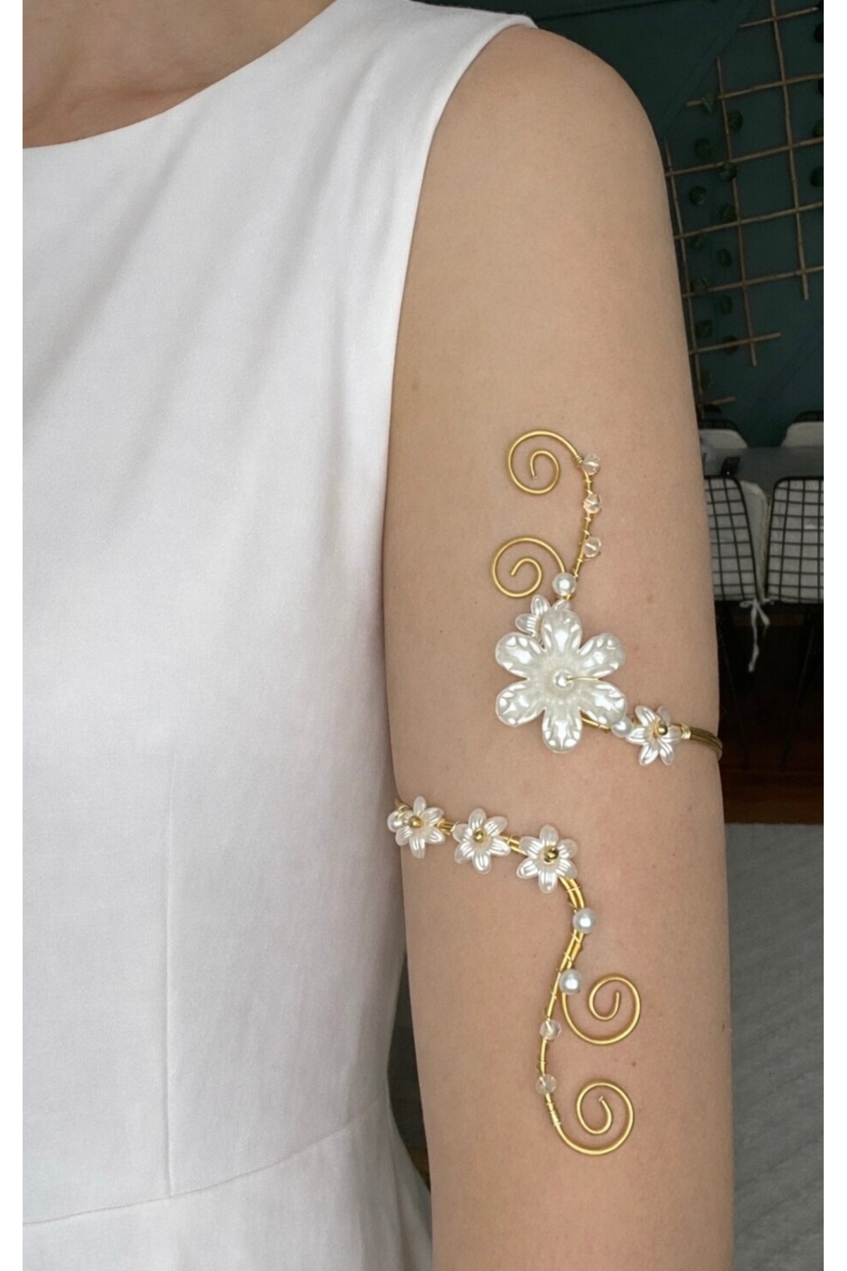 abeljewelry  Çiçekli Vintage Coquette Ayarlanabilir Bileklik Armcuff Arm cuff - Görsel 2