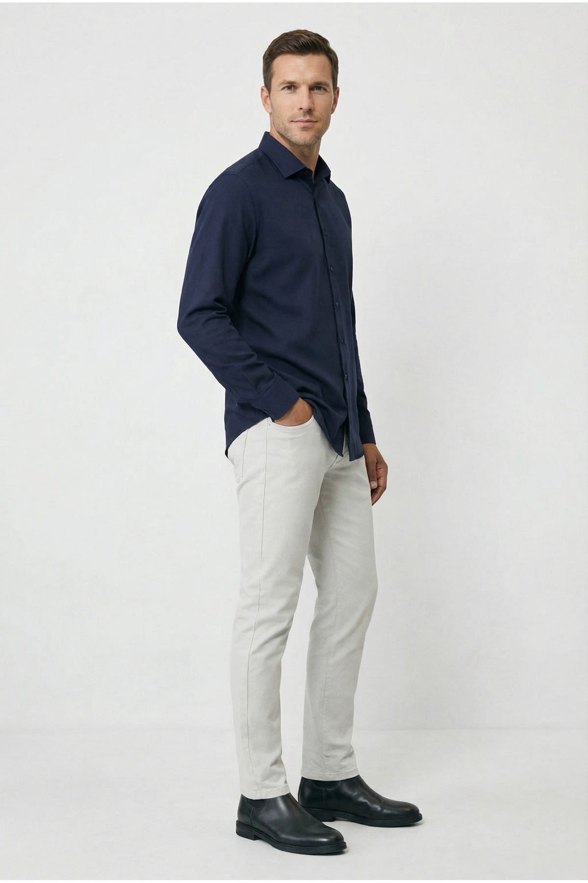 Kiğılı  Uzun Kol Slim Fit Dar Kesim Klasik Nano Care Su İtici Leke Tutmaz 4 Mevsim Pamuk Gömlek - Görsel 2