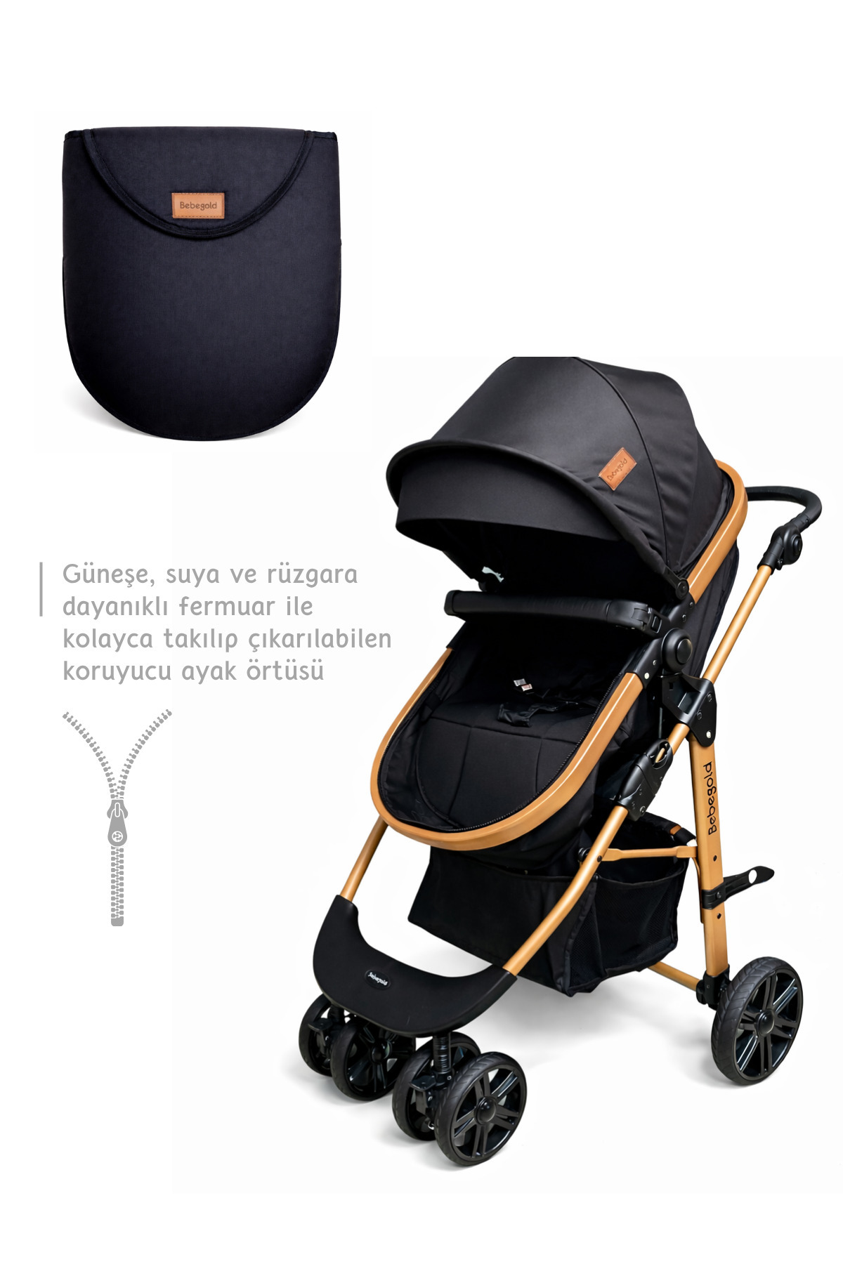 BEBEGOLD Classic Black Travel Sistem, Çift Yönlü, ( Seyahat Sistem ) Bebek Arabası Pusetsiz fotoğrafı 4 (önizleme)