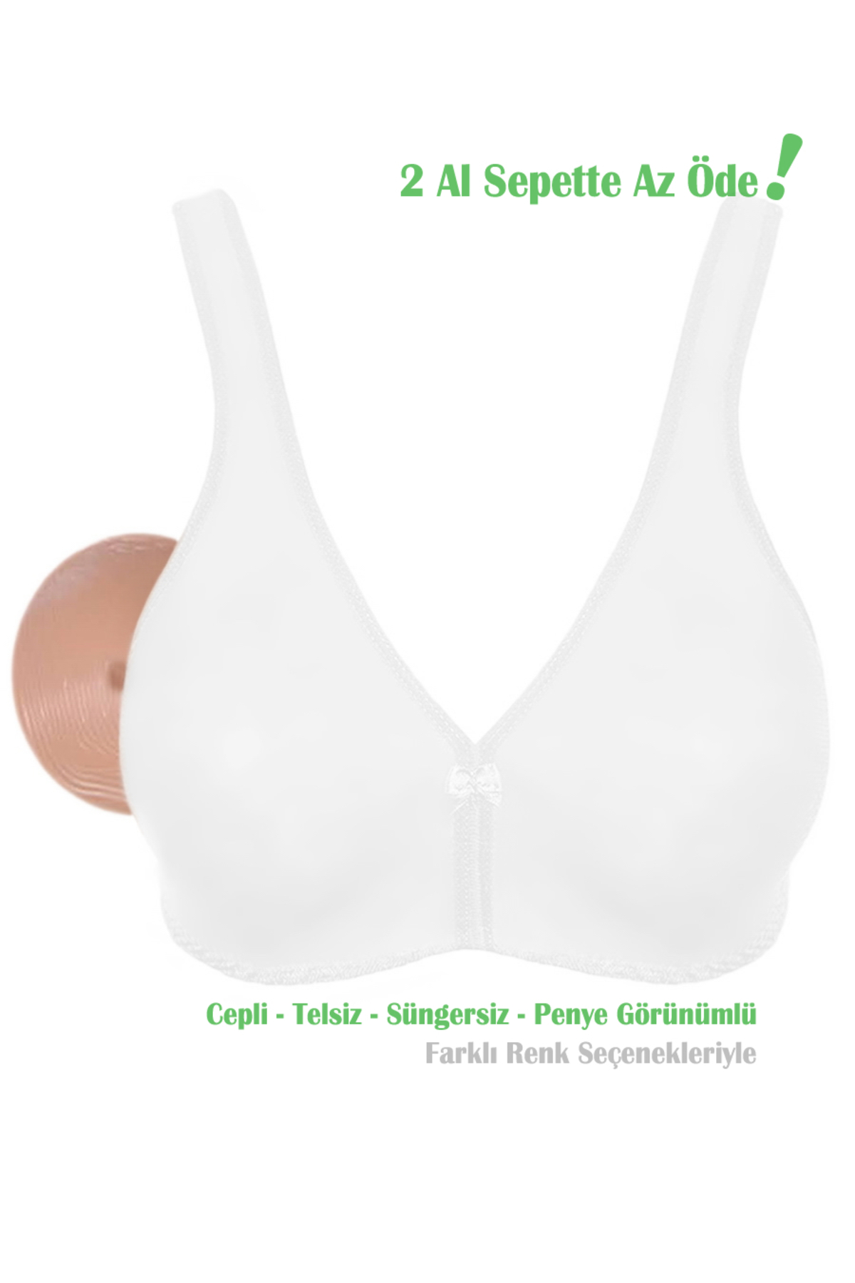 Women's White (Lace-free) Combed Cotton Prosthetic Bra with Pockets